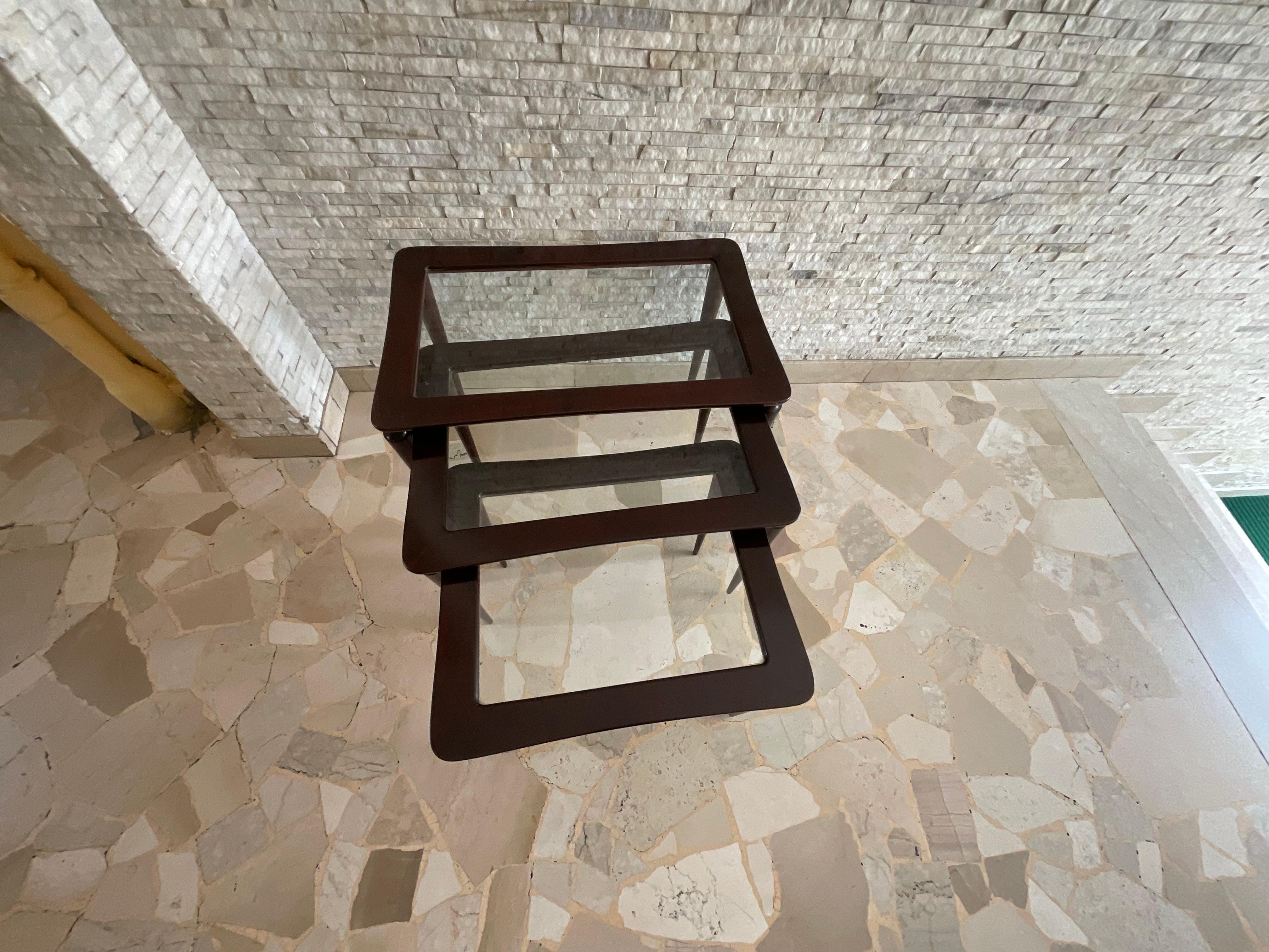 Autre ICO PARISI - 3 tavolini ad incastro per De Baggis - Made in Italy 1950. en vente