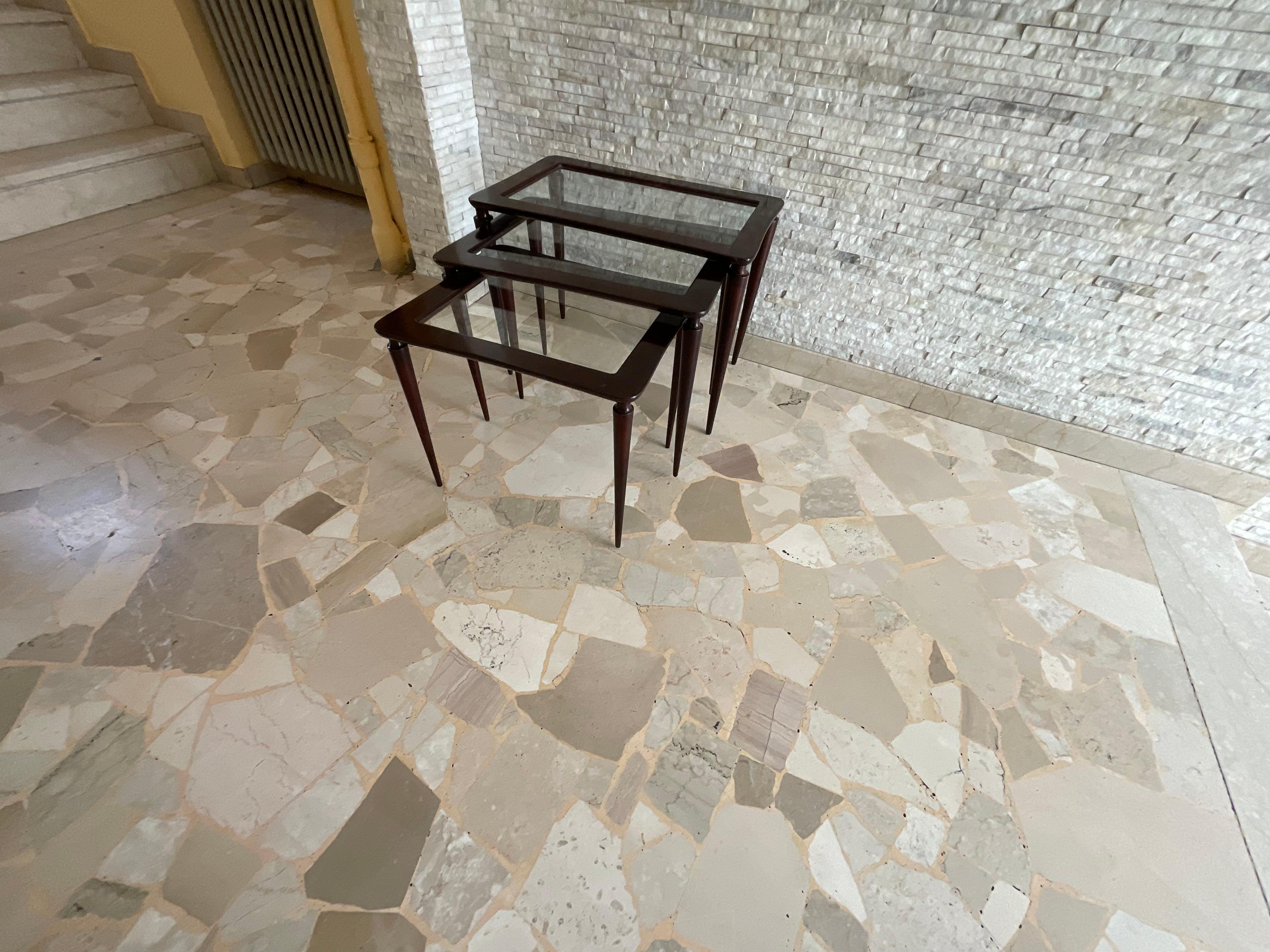 ICO PARISI - 3 tavolini ad incastro per De Baggis - Made in Italy 1950. Bon état - En vente à Milano, IT