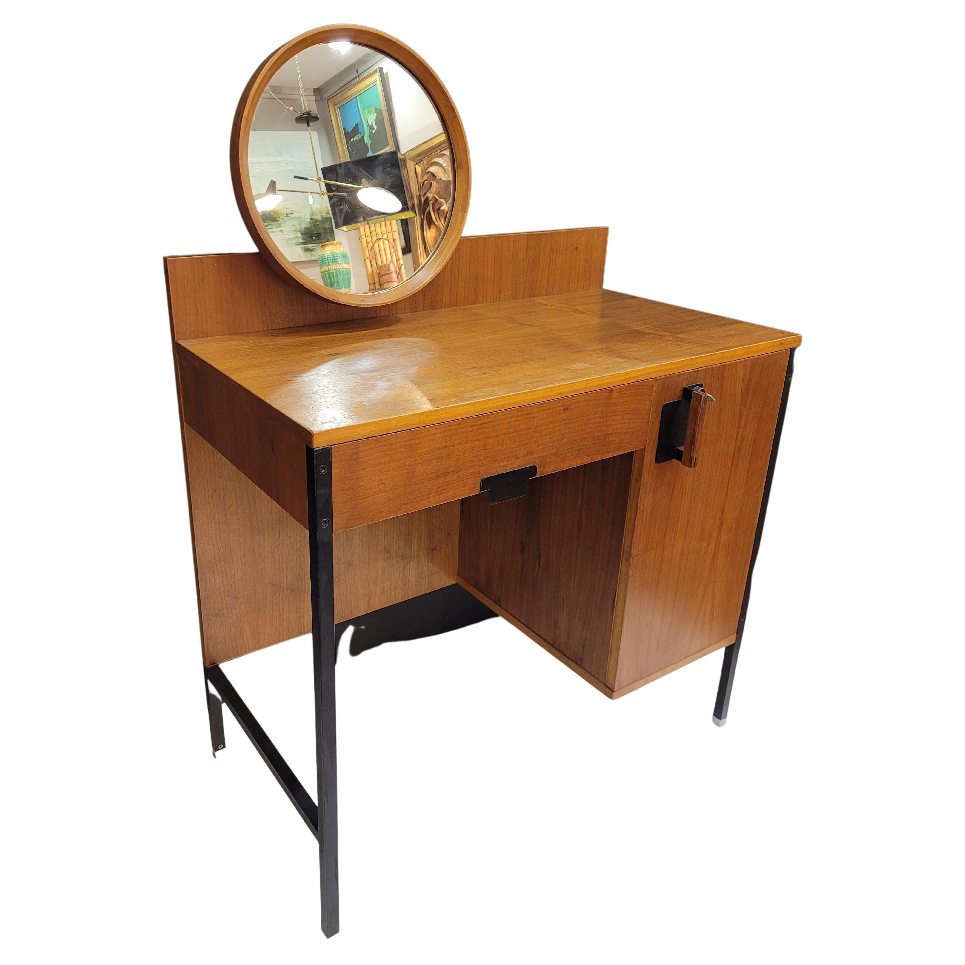 Ico Parisi 50s Italy wood black iron secretaire, desk For Sale at 1stDibs