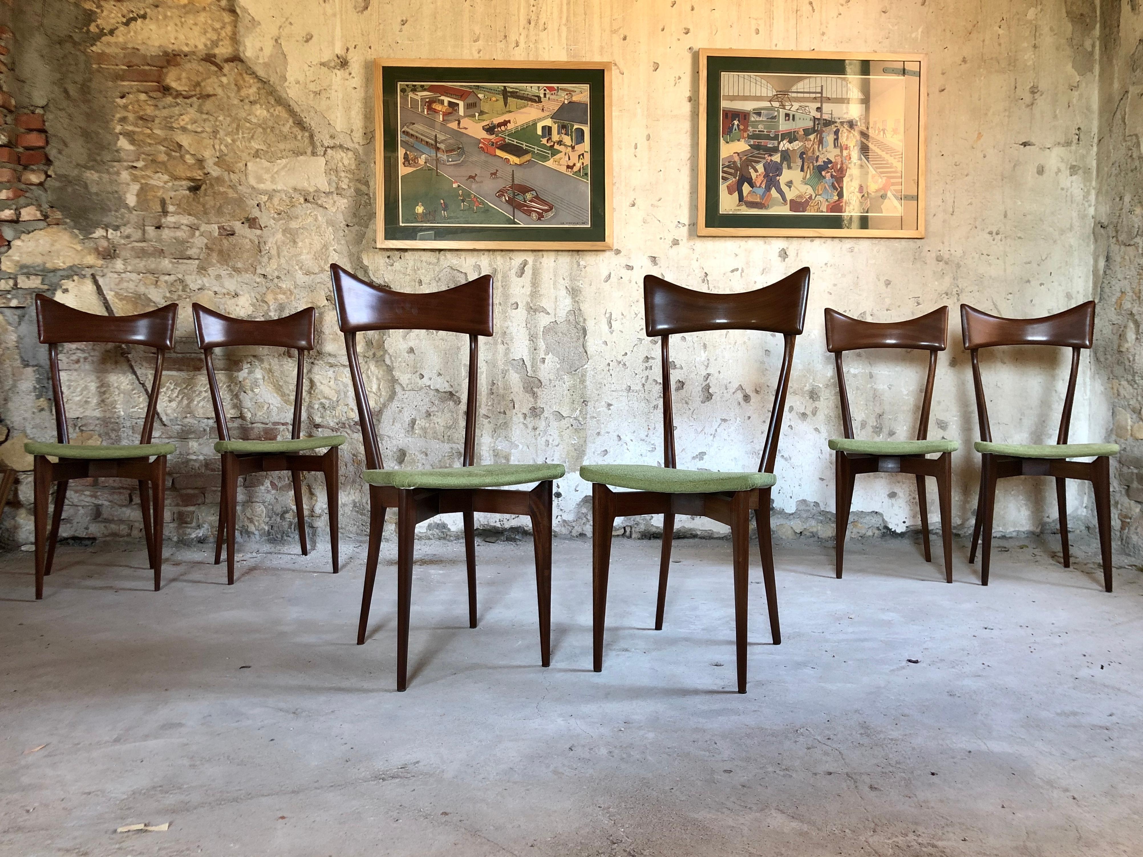 Mid-Century Modern Ico Parisi and Luisa Parisi Dining Chairs for Ariberto Colombo, 1948, Set of 6