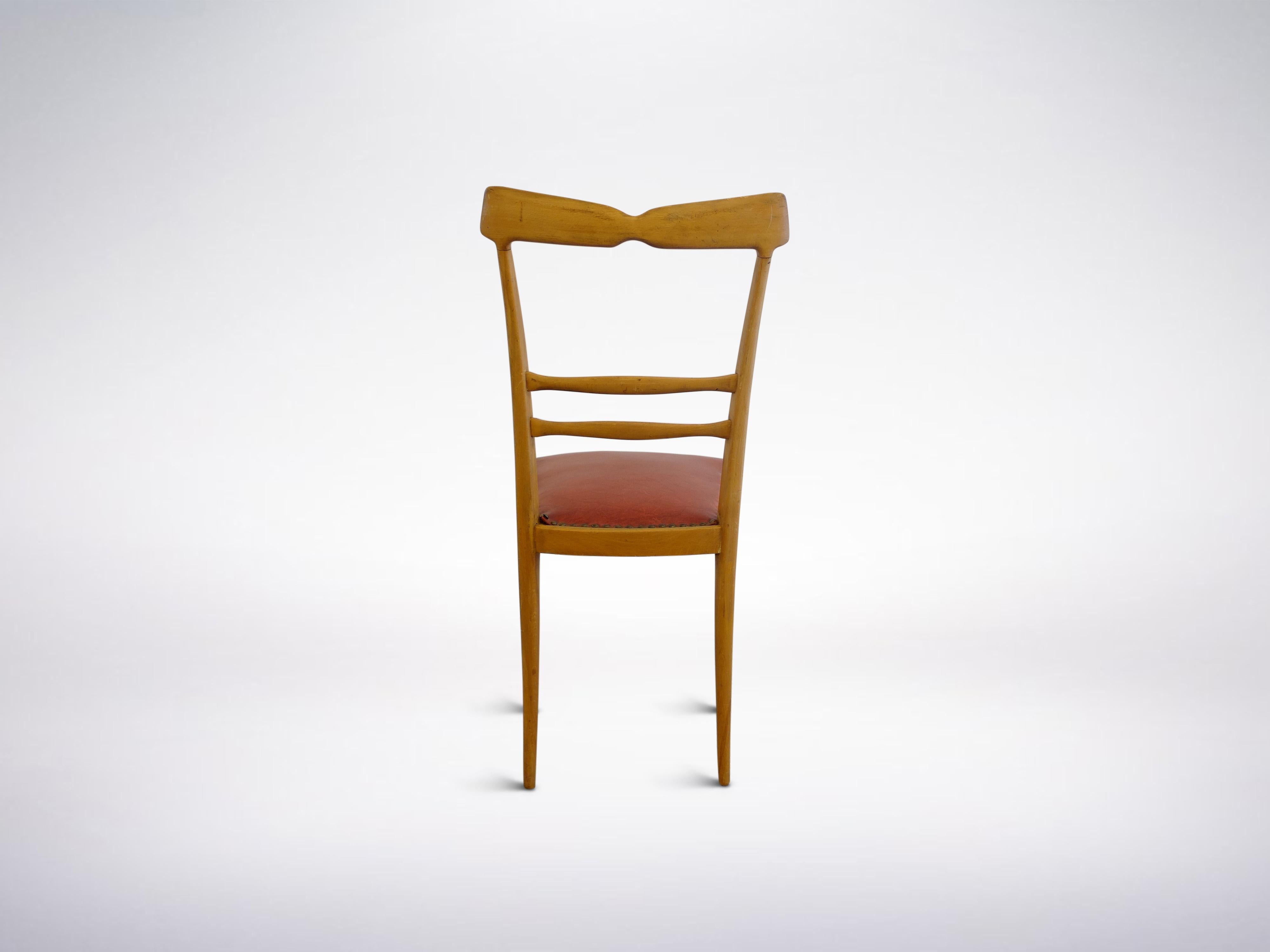 Mid-Century Modern Ico Parisi and Luisa Parisi, Italian Mid-Century Set of 4 Dining Chair, 1950 For Sale