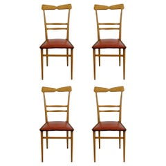 Vintage Ico Parisi and Luisa Parisi, Italian Mid-Century Set of 4 Dining Chair, 1950