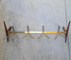 Ico Parisi Appendiabiti da parete. Ottone legno vetro 1950 Italia