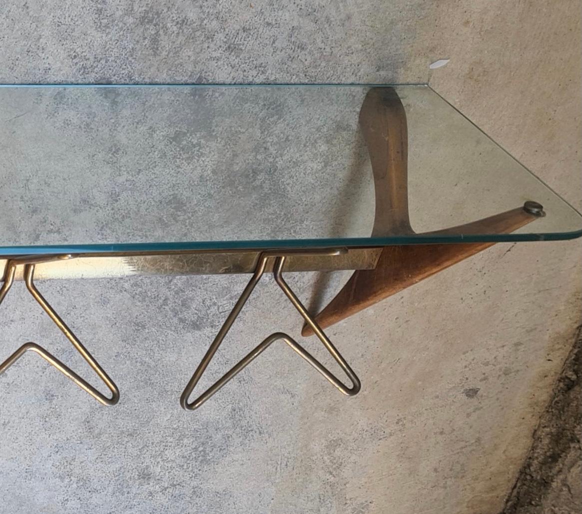 Italian Ico Parisi Appendiabiti da parete. Ottone legno vetro 1950 Italia in vendita