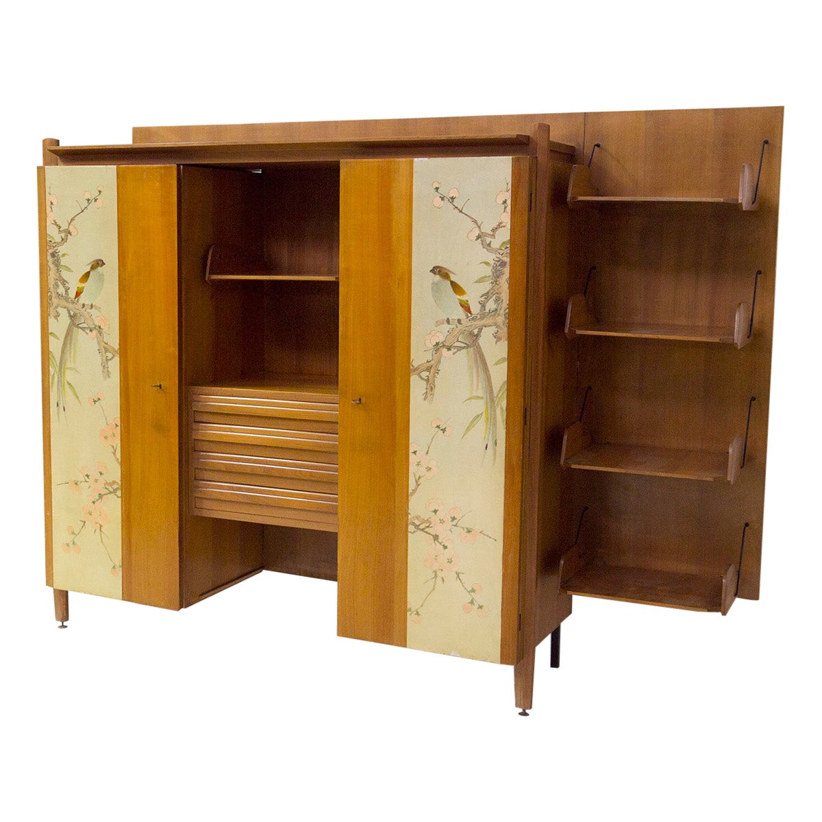 Ico Parisi Attr. Furniture in Wood with Decorated Panels for Reguitti