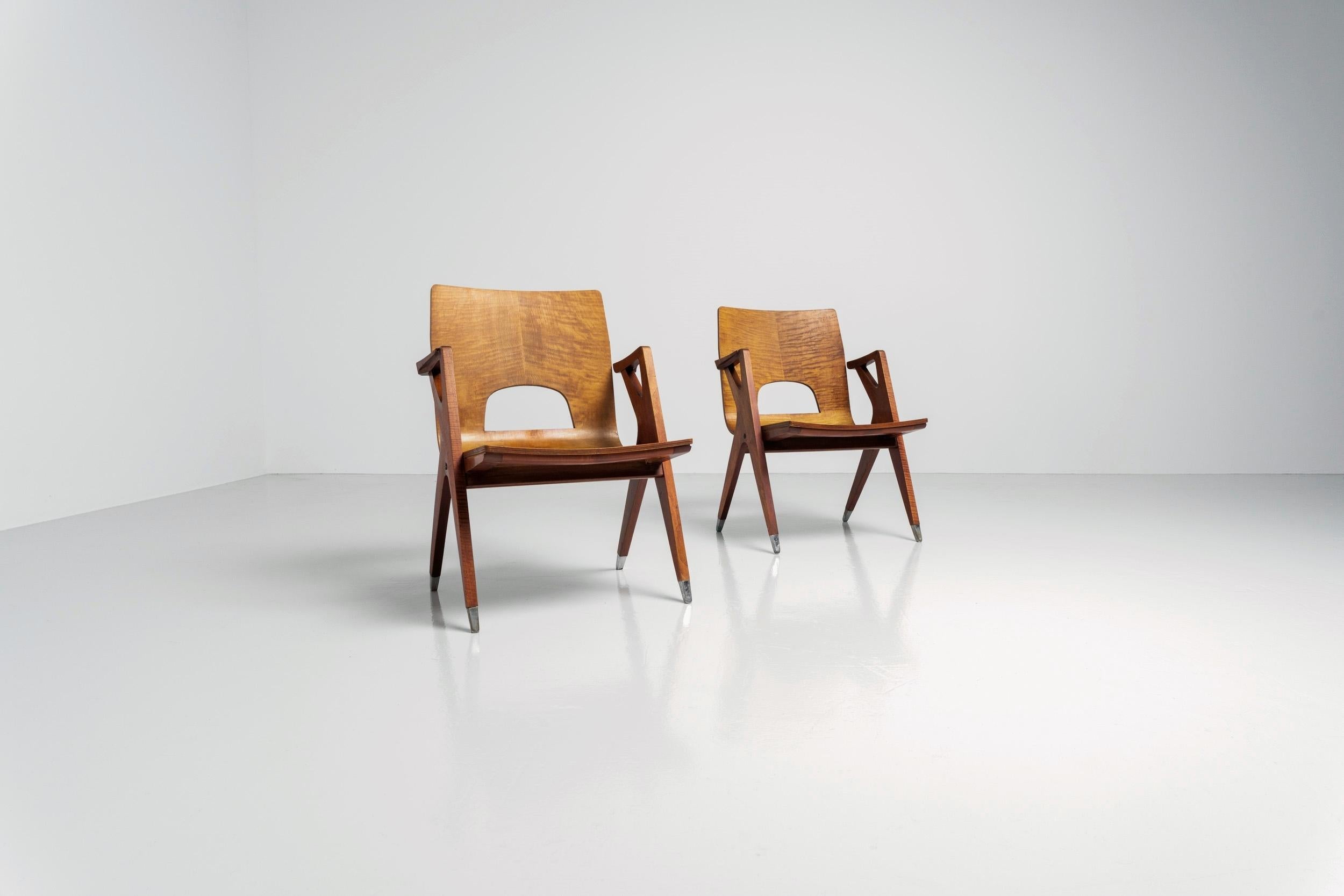 Mid-Century Modern Ico Parisi Attributed Lounge Chairs, Italy, 1950