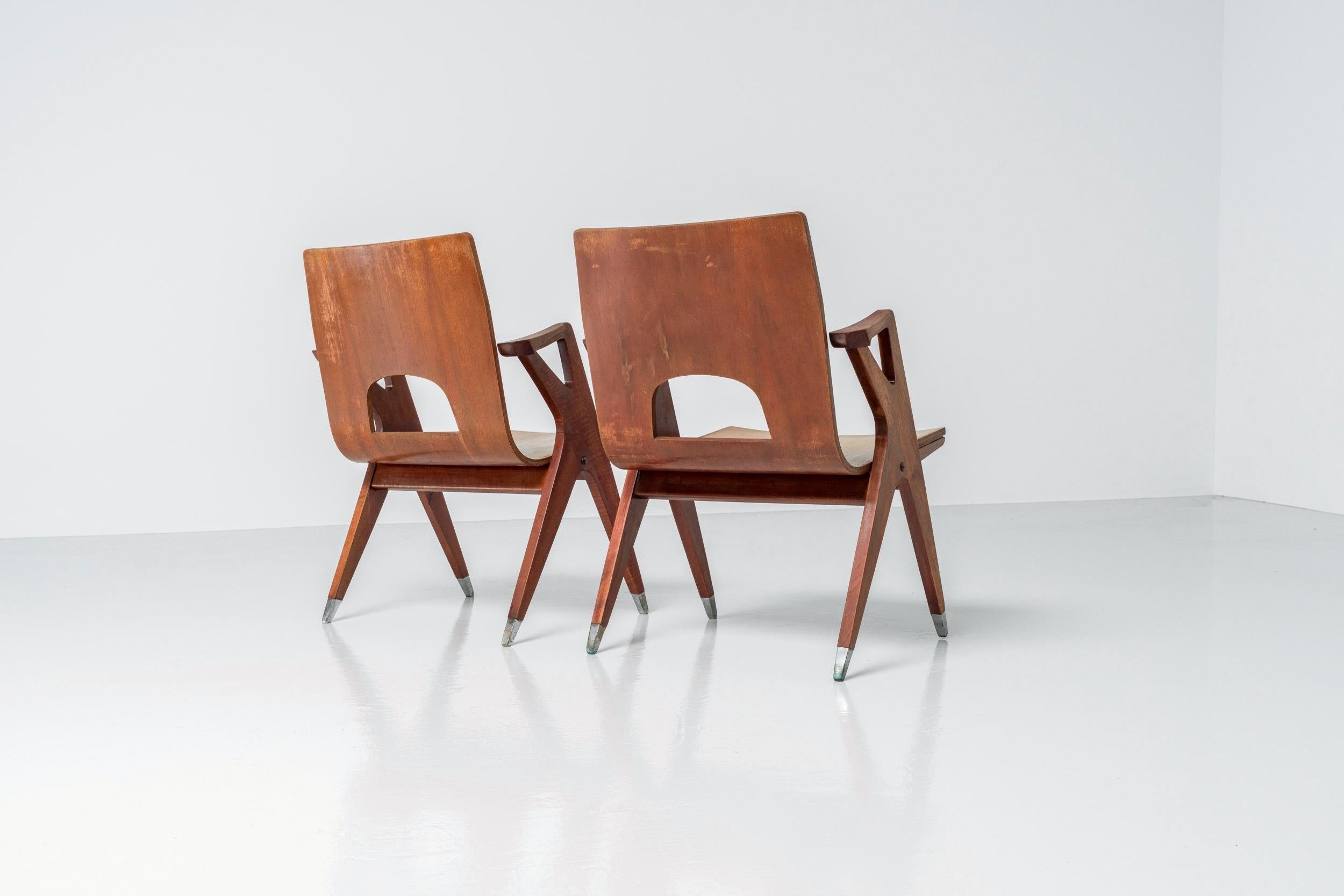 Cherry Ico Parisi Attributed Lounge Chairs, Italy, 1950