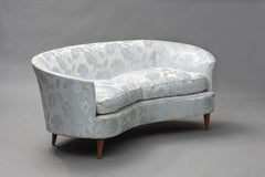 Ico Parisi Attributed Set of Curved Sofa, Two Armchairs and Two Stools