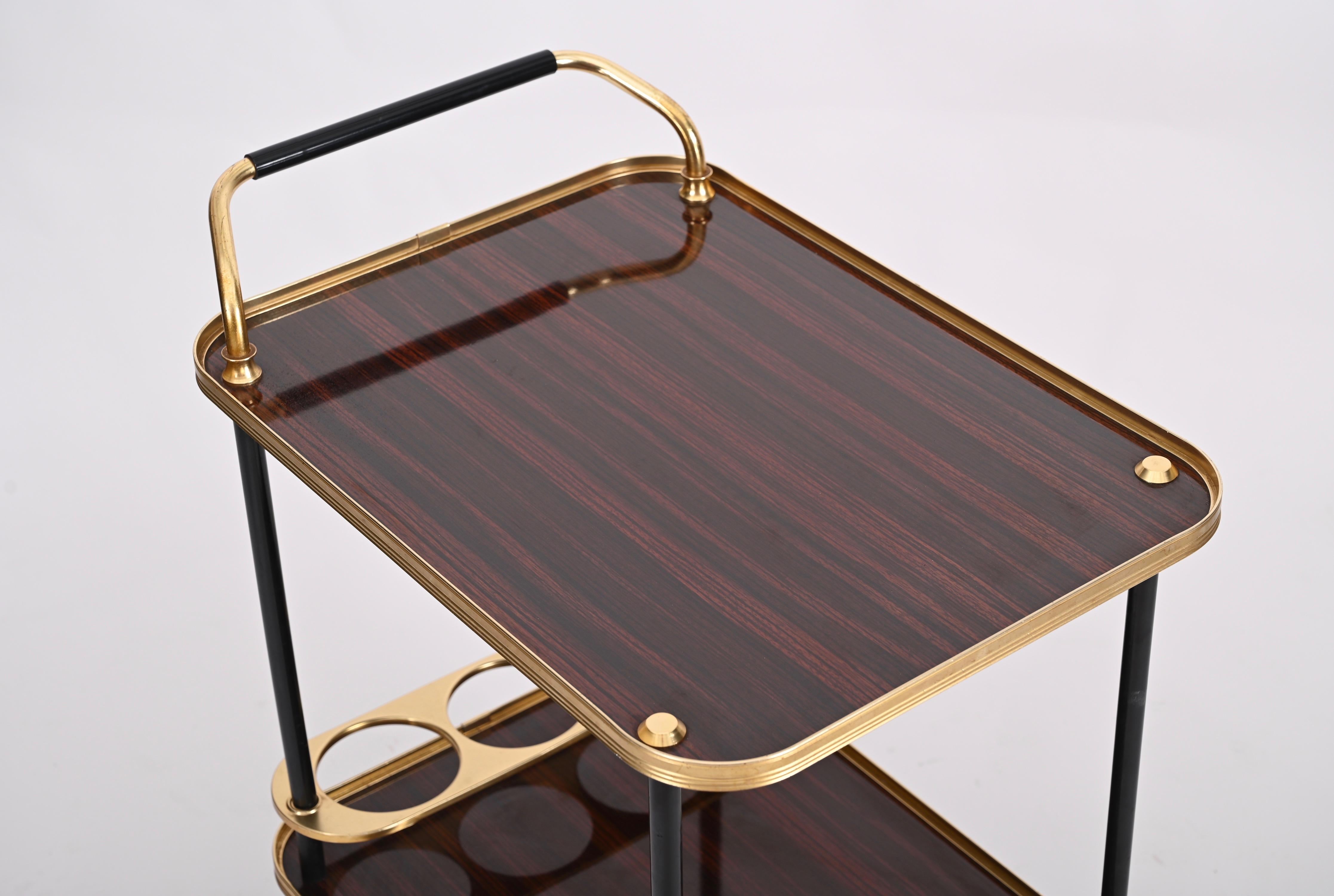Ico Parisi Bar Cart with Bottle Holder, Formica and Brass, MB Italy, 1960s 5