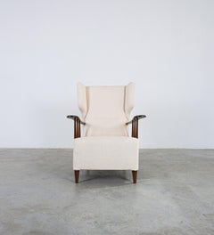 Poltrona da salotto Ico Parisi Bergère Creme Bouclé Noce, Italia 1950