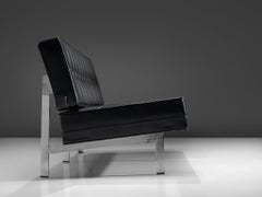Ico Parisi Black Leather Sofa, 1960s