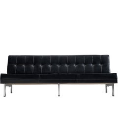 Used Ico Parisi Black Leather Sofa, 1960s