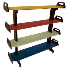 Libreria Ico Parisi in legno e ottone, mod. 457, Italia 1955