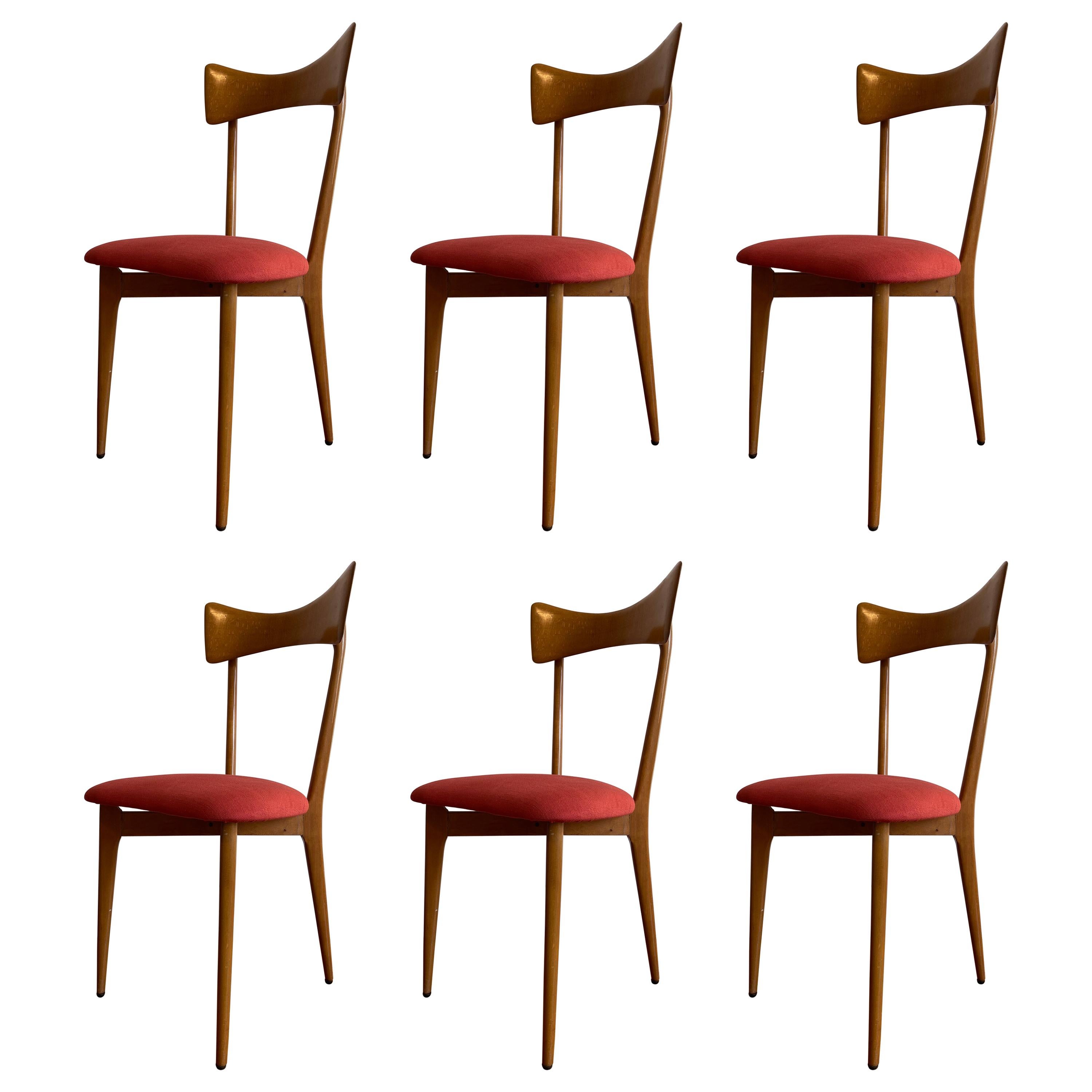 Ico Parisi "bow-tie" Ariberto Colombo Cantu Dining Chairs, Set of 6