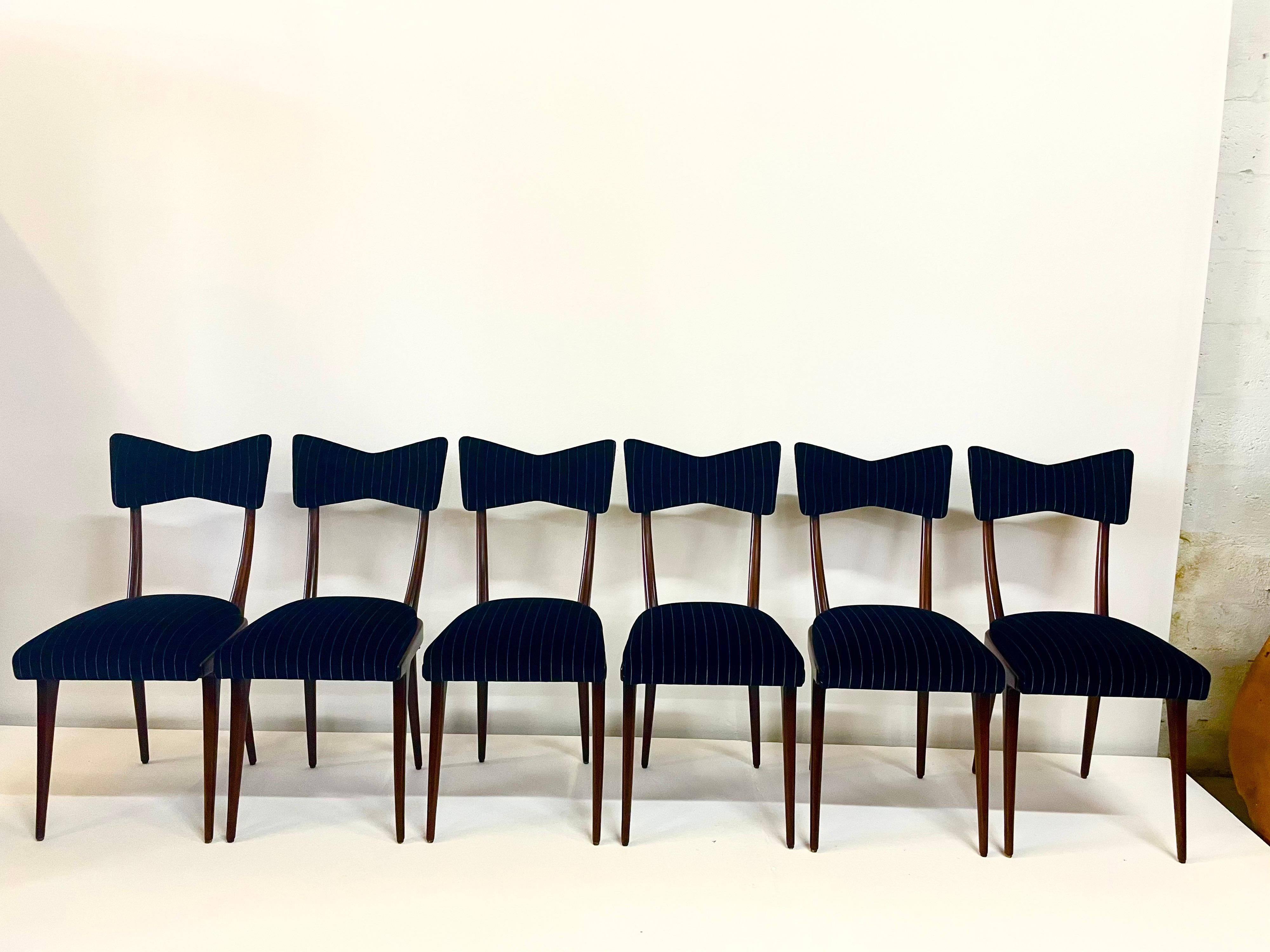 Chaises de salle à manger à nœud papillon Ico Parisi, ensemble de 6 pièces en vente 3