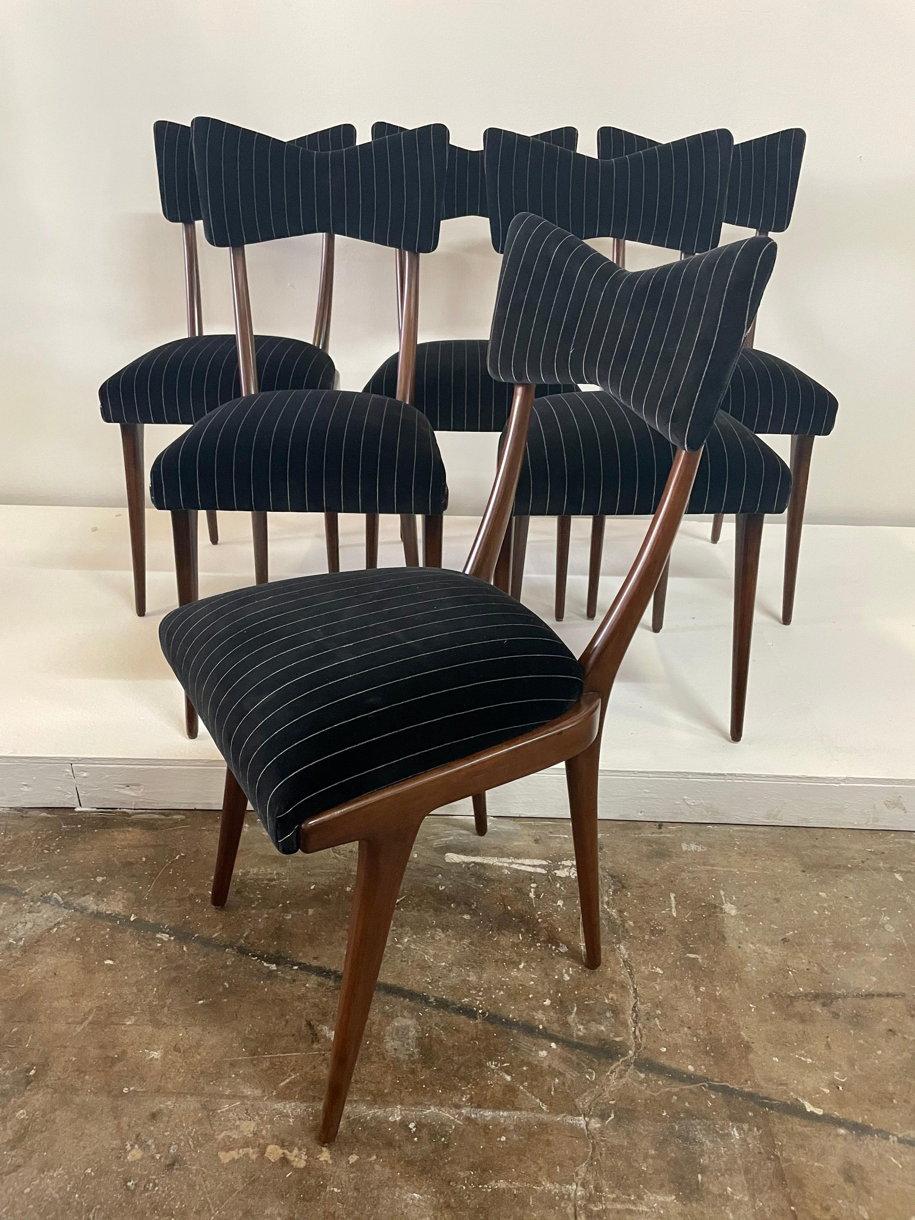 Italian Ico Parisi Bow Tie Dining Chairs, Set of 6 For Sale