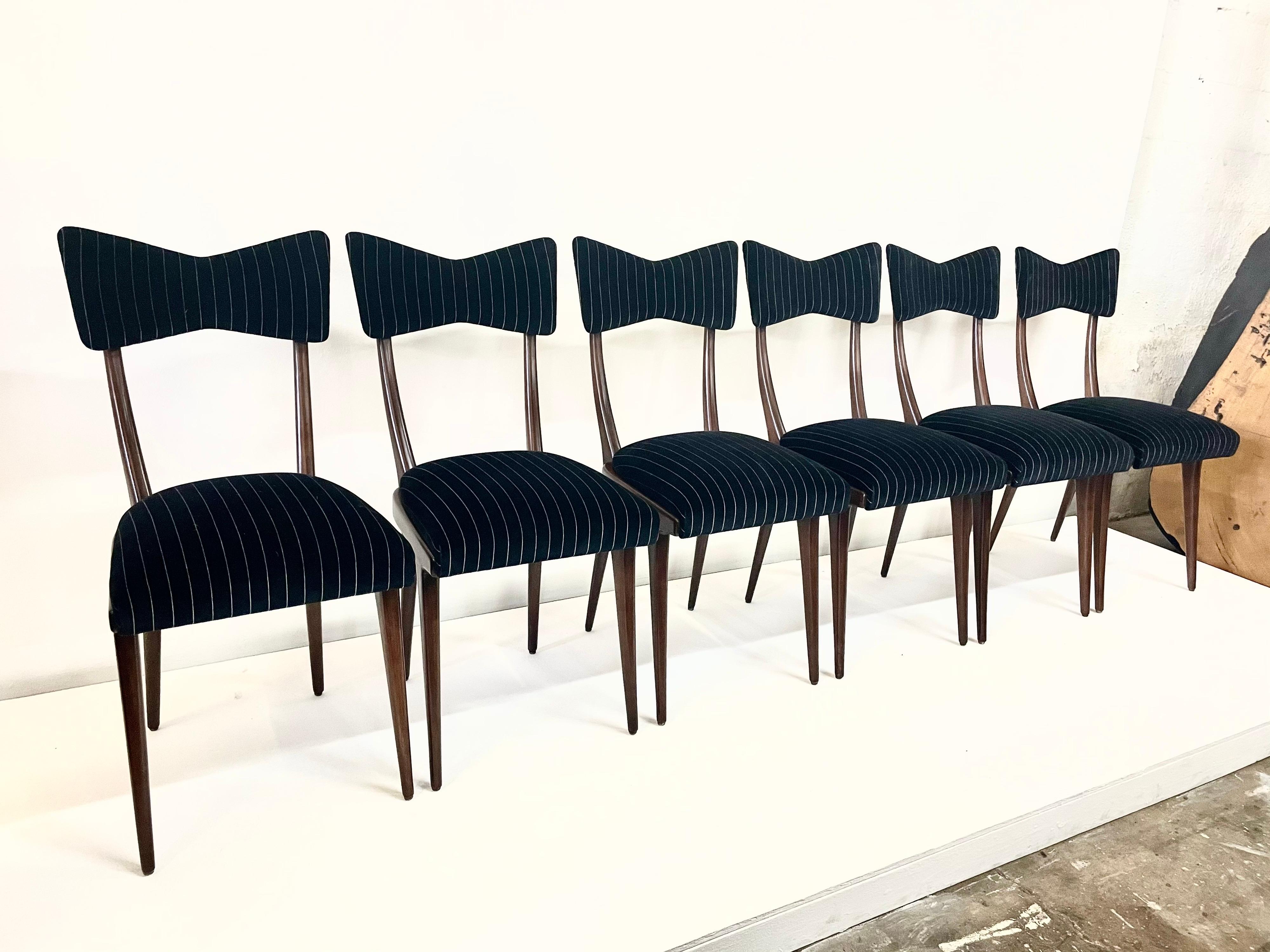 Chaises de salle à manger à nœud papillon Ico Parisi, ensemble de 6 pièces en vente 1