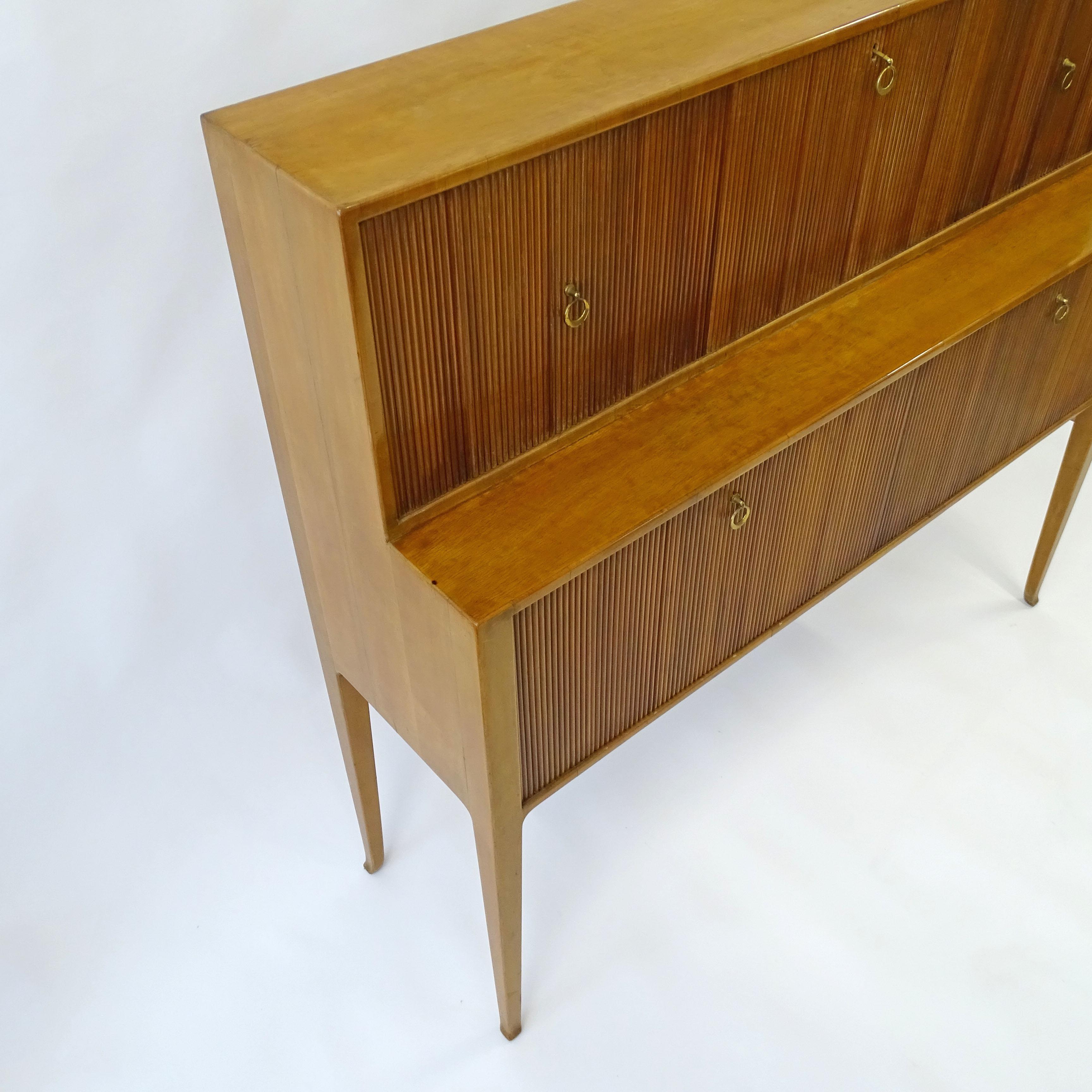 Brass Ico Parisi Cabinet and Dry Bar Manufactured by De Baggis, Italy 1950s For Sale