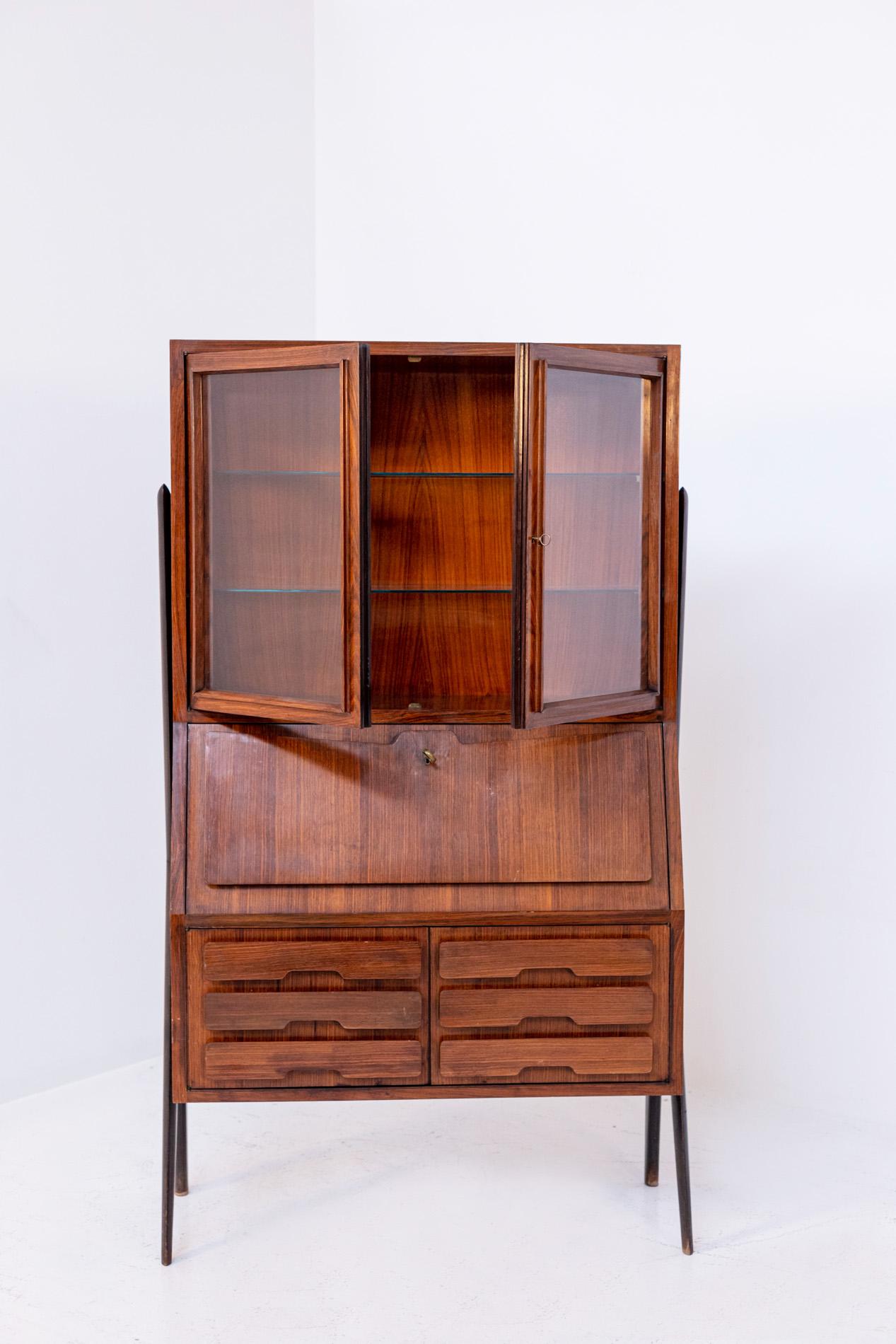 Ico Parisi Cabinet Trumeau for Fratelli Rizzi in Wood and Glass 10