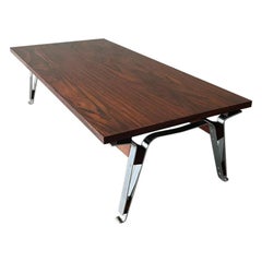 Ico Parisi Cassina Rosewood Chromed Steel Coffee Table Mod. 856 Italy, 1957