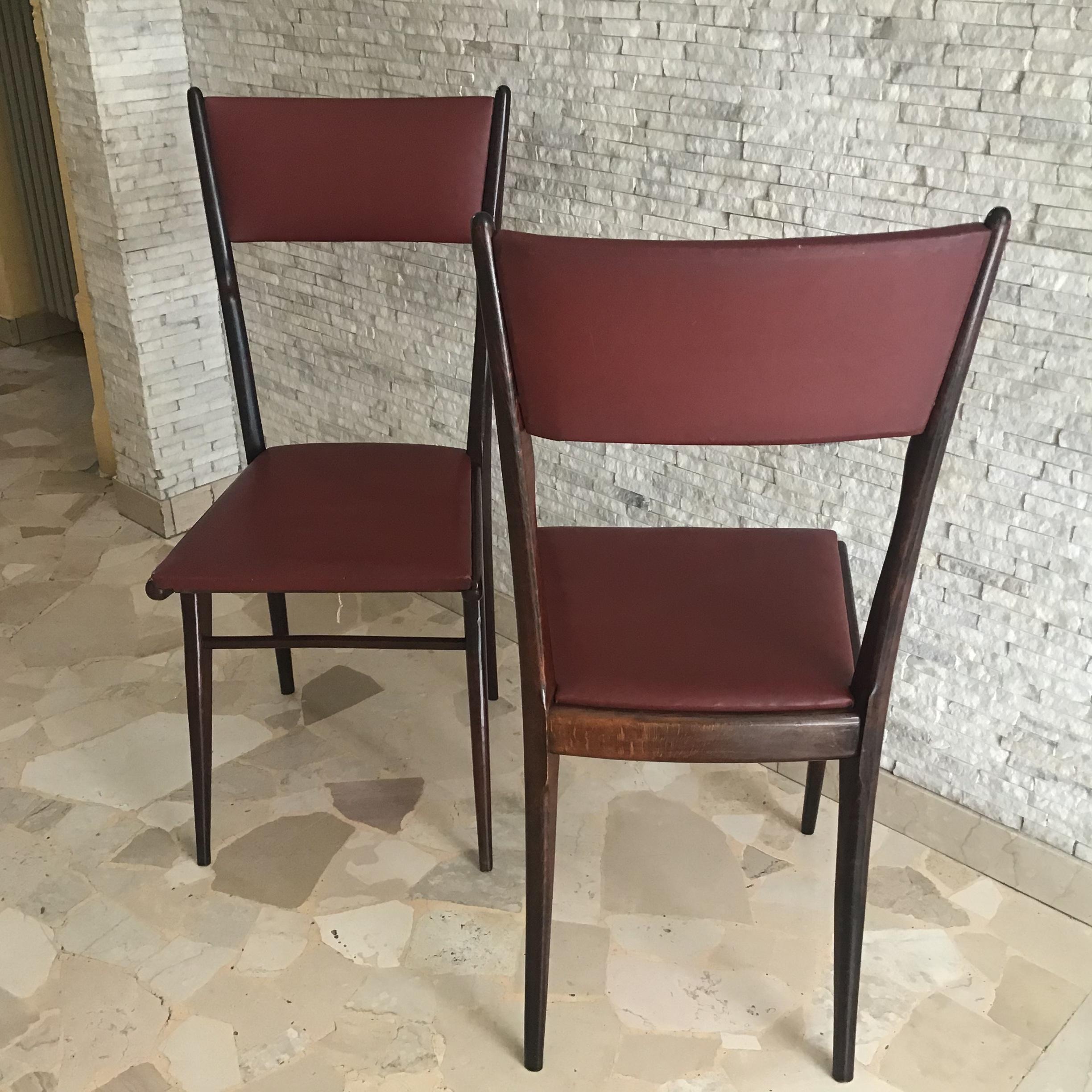 Ico Parisi Chair Beechwood Upholstered in Teak, 1950, Italy For Sale 1