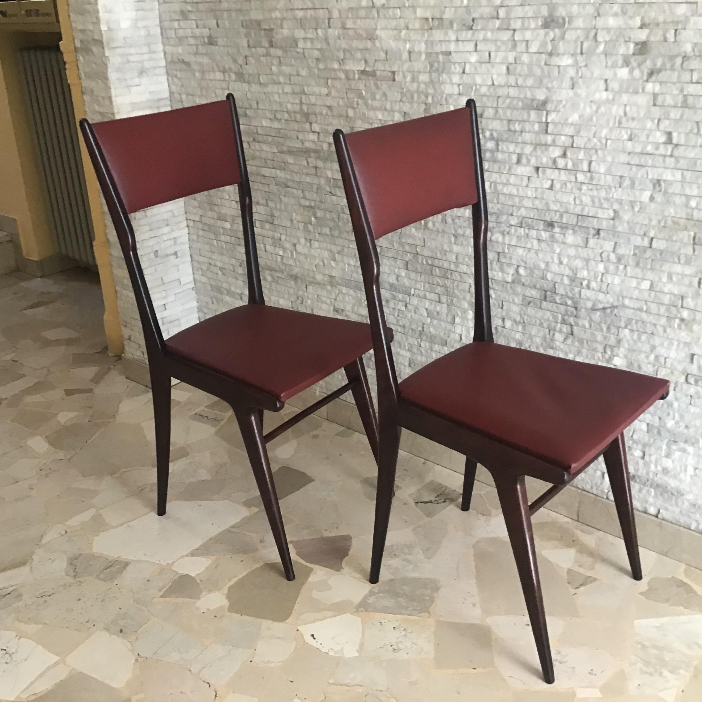 Ico Parisi Chair Beechwood Upholstered in Teak, 1950, Italy For Sale 2