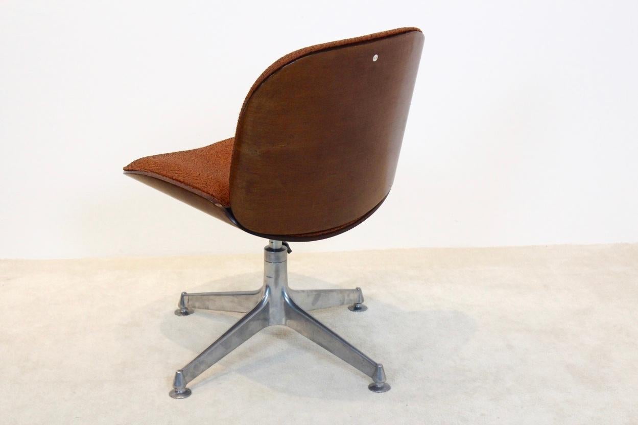 Aluminum Ico Parisi Chair in Walnut for MIM, Roma Italy 1960s