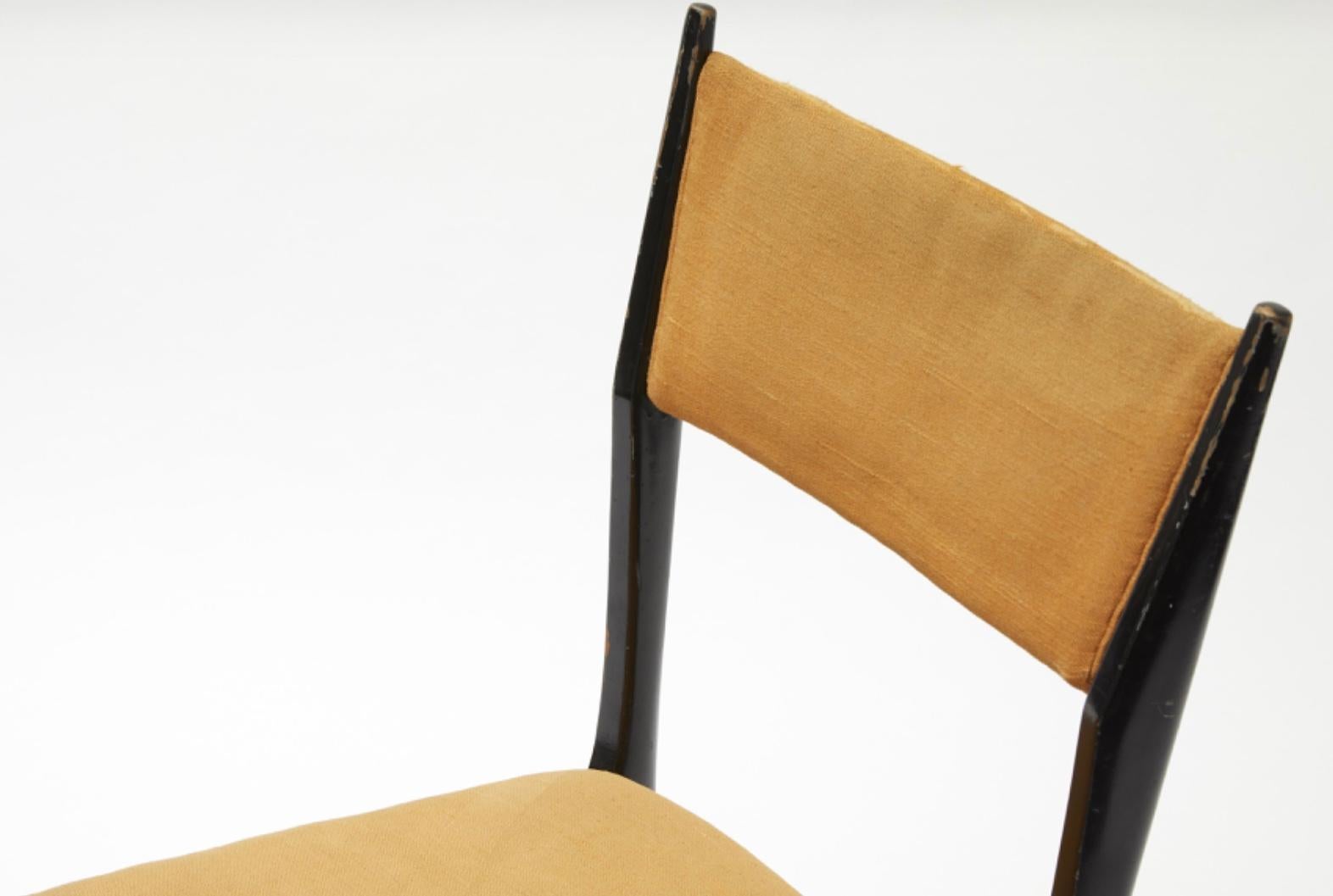 Mid-20th Century Ico Parisi Chairs Wood Brass, 1950, Italy