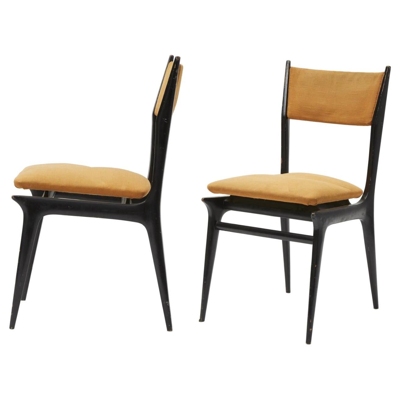 Ico Parisi Chairs Wood Brass, 1950, Italy