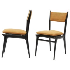 Chaises Ico Parisi en bois et laiton, 1950, Italie