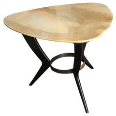 Ico Parisi Coffee Table Brass wood Marble, 1950, Italy