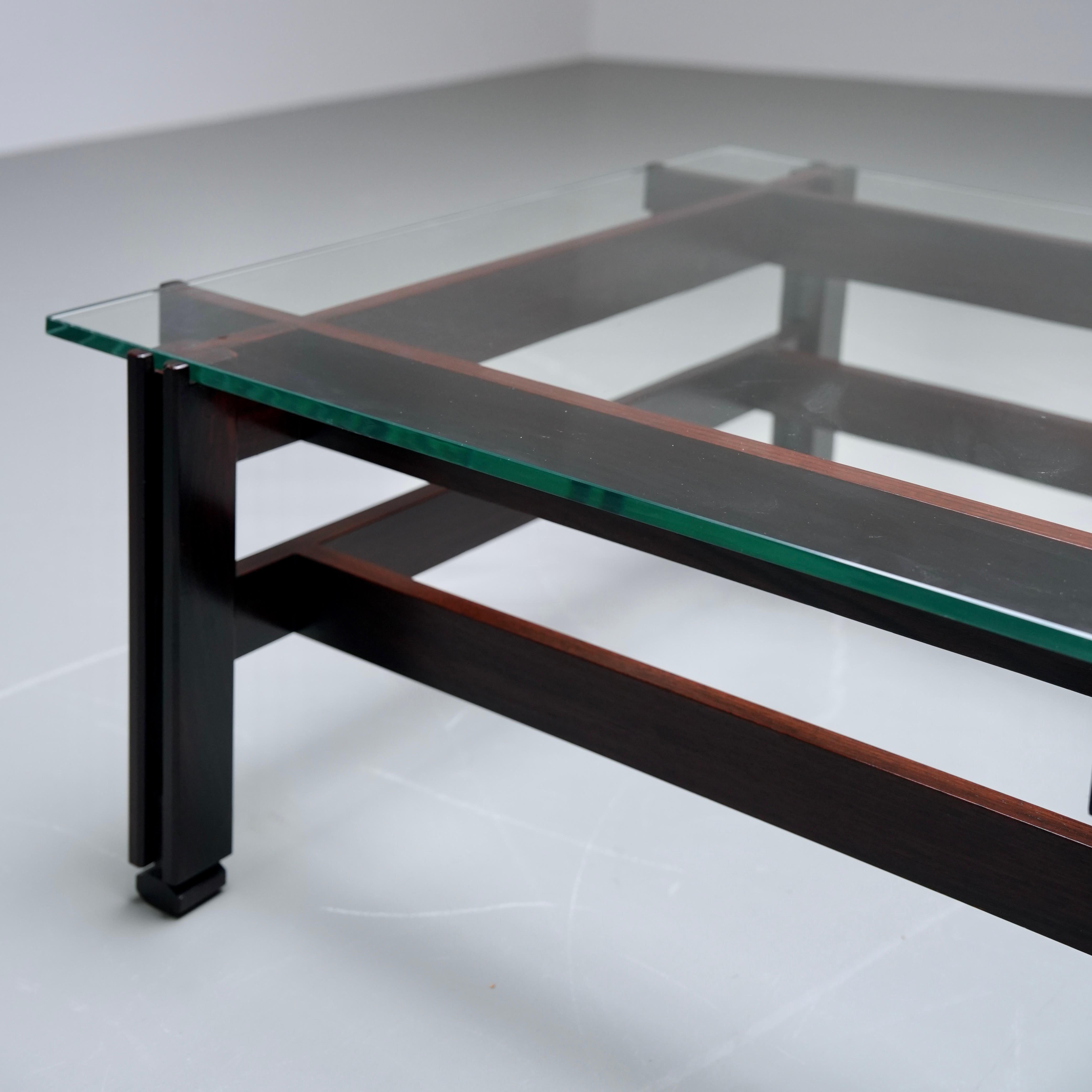 Italian Ico Parisi Coffee Table in Glass and Wood for Cassina, Italy, 1962 For Sale