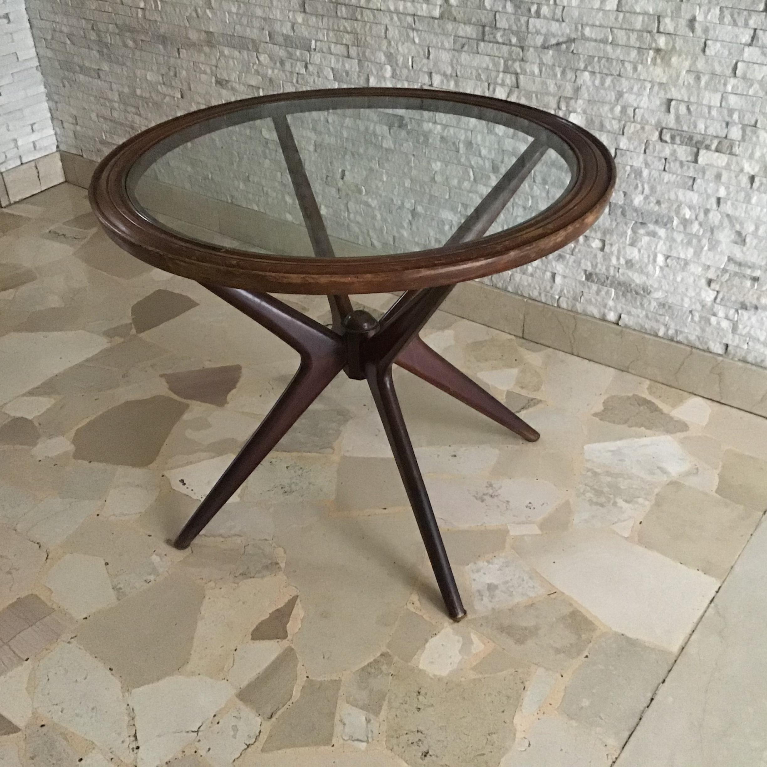 Ico Parisi Coffee Table Wood Glass, 1950, Italy  For Sale 9