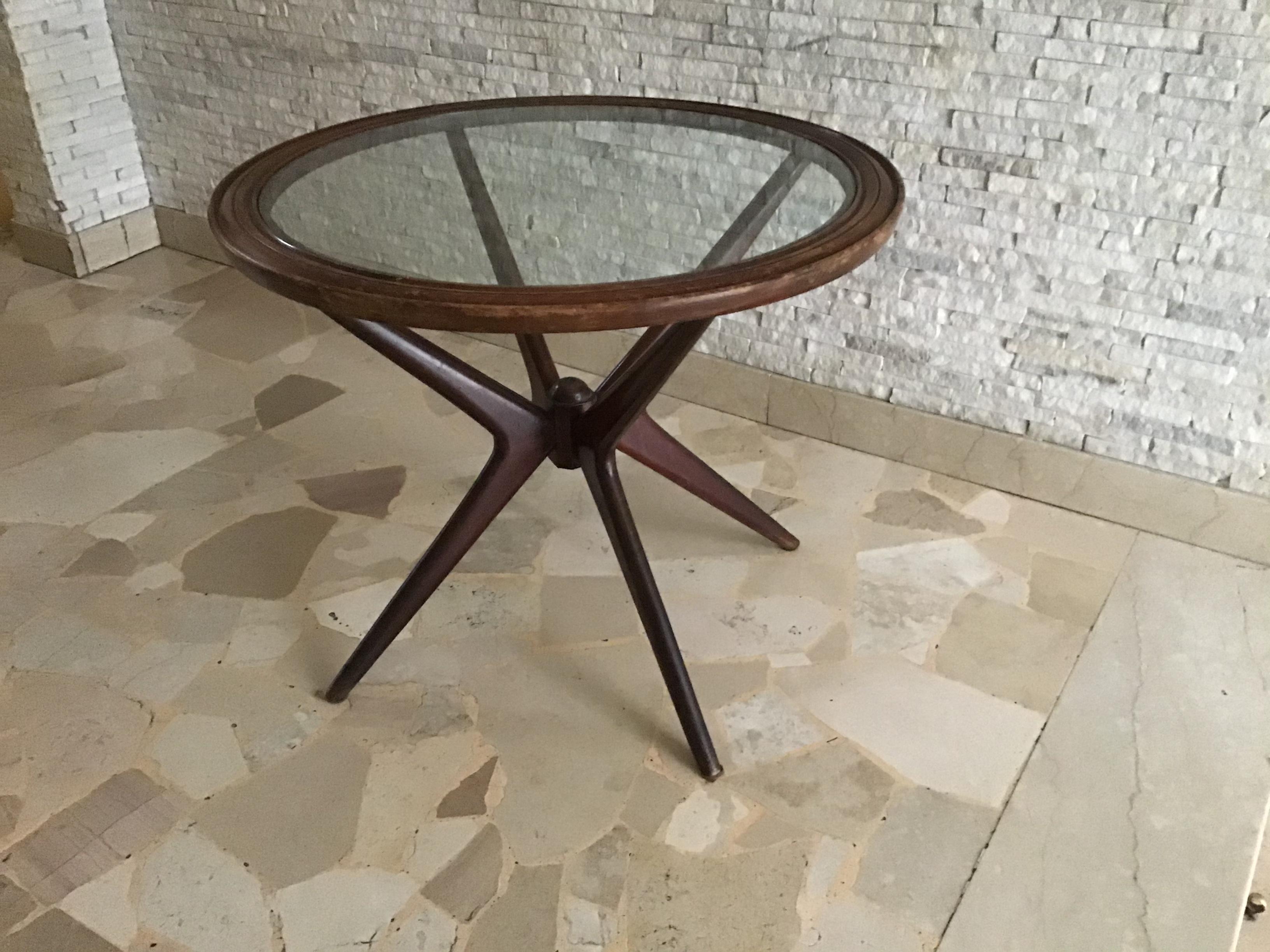 Ico Parisi Coffee Table Wood Glass, 1950, Italy  For Sale 11