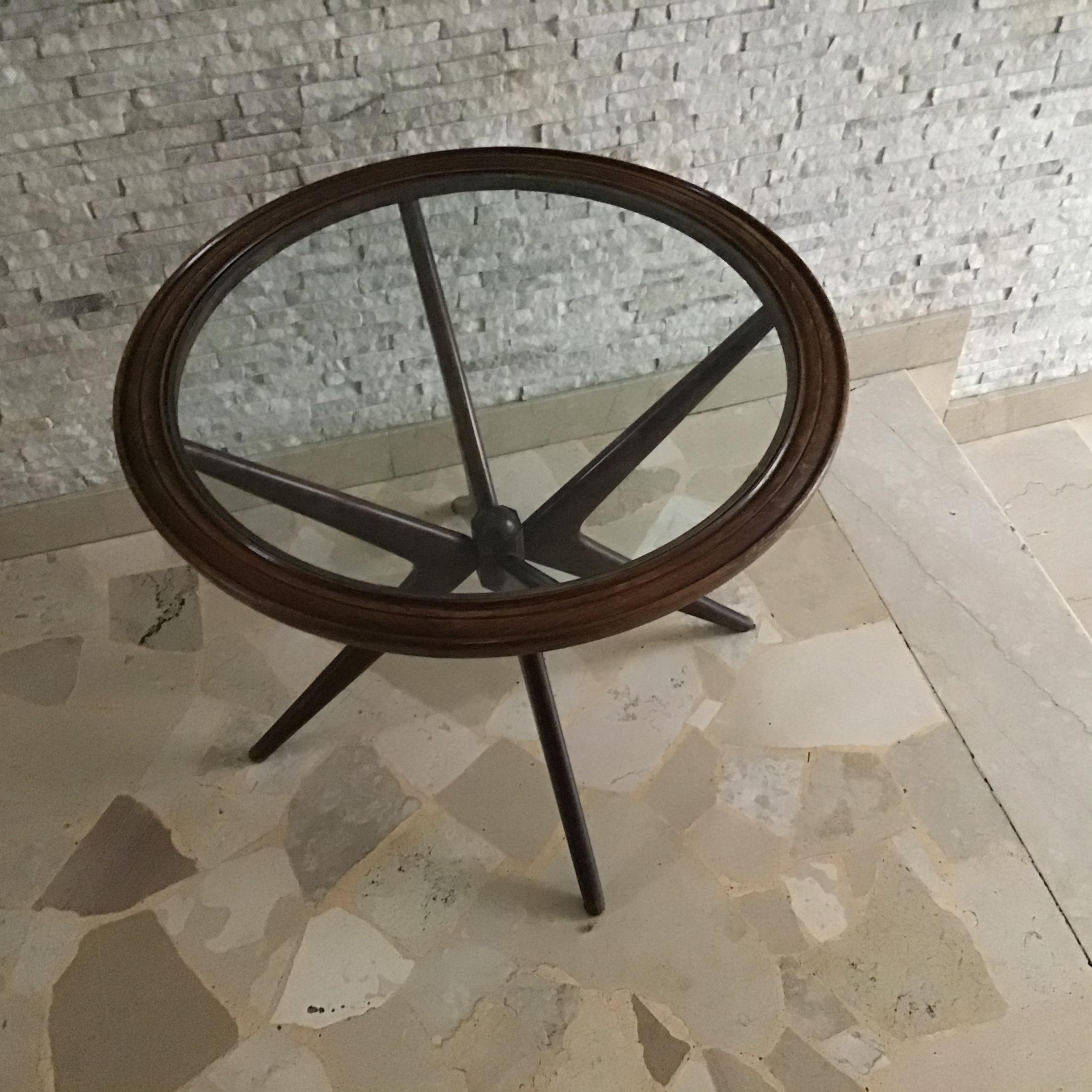 Ico Parisi Coffee Table Wood Glass, 1950, Italy  In Good Condition For Sale In Milano, IT