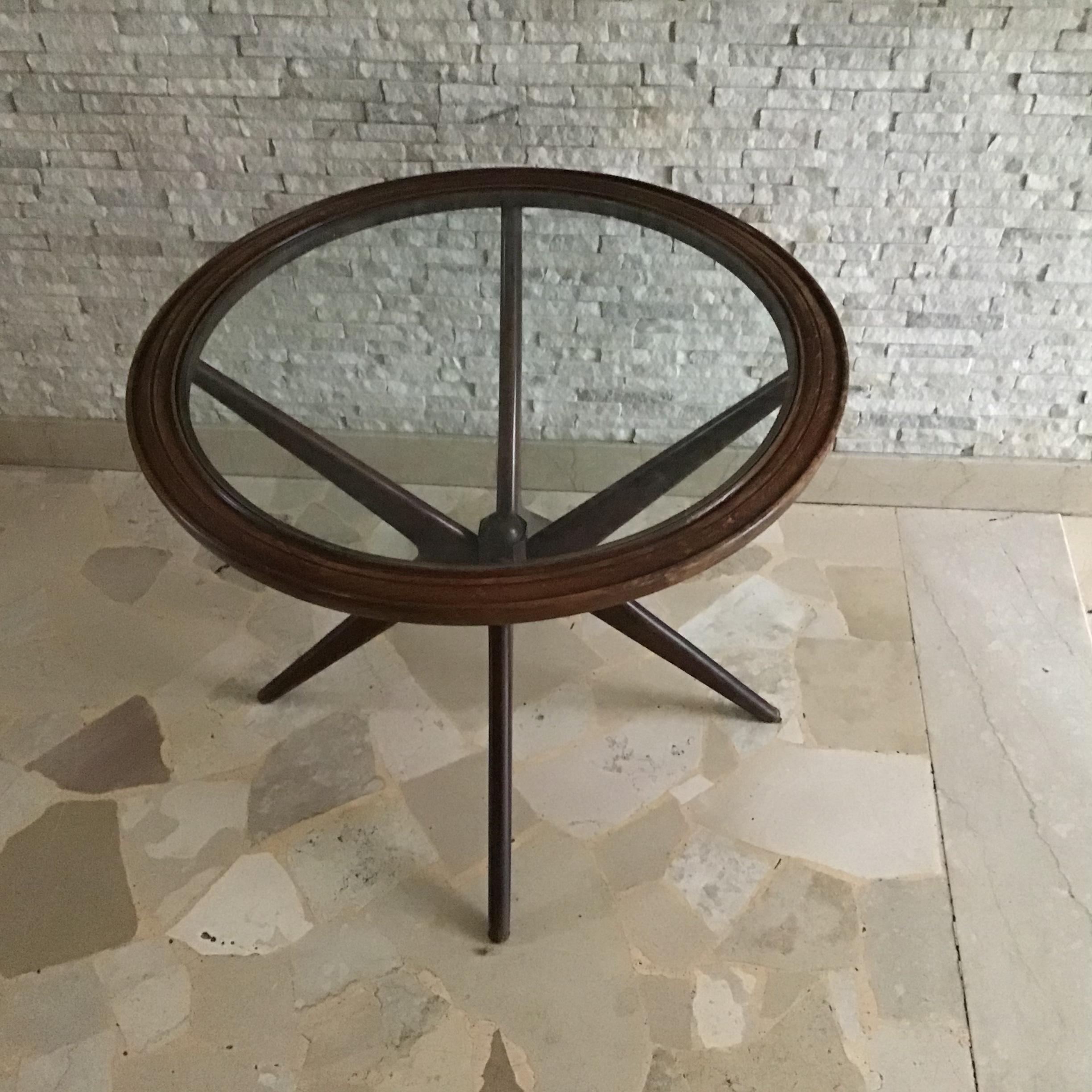 Ico Parisi Coffee Table Wood Glass, 1950, Italy  For Sale 1