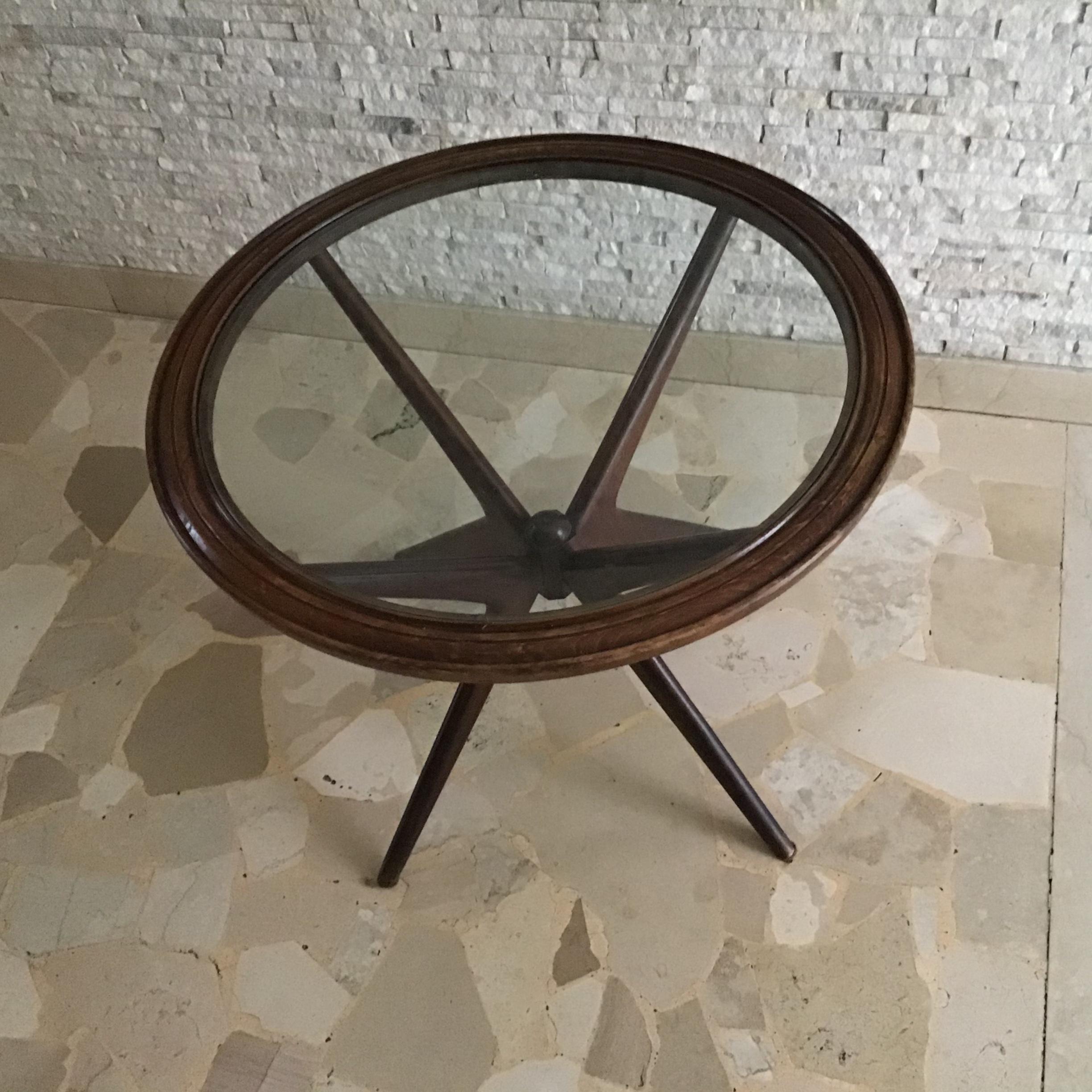 Ico Parisi Coffee Table Wood Glass, 1950, Italy  For Sale 2
