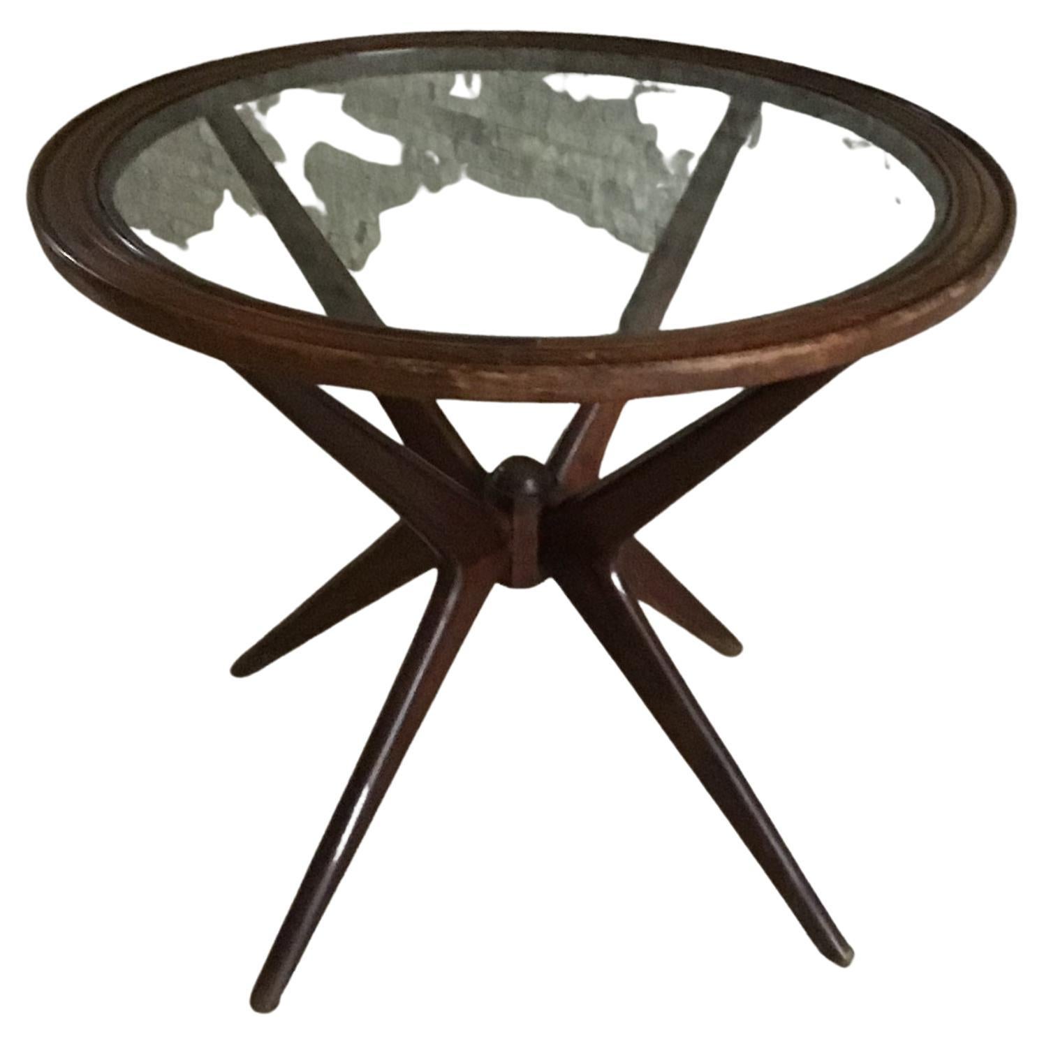 Ico Parisi Coffee Table Wood Glass, 1950, Italy  For Sale