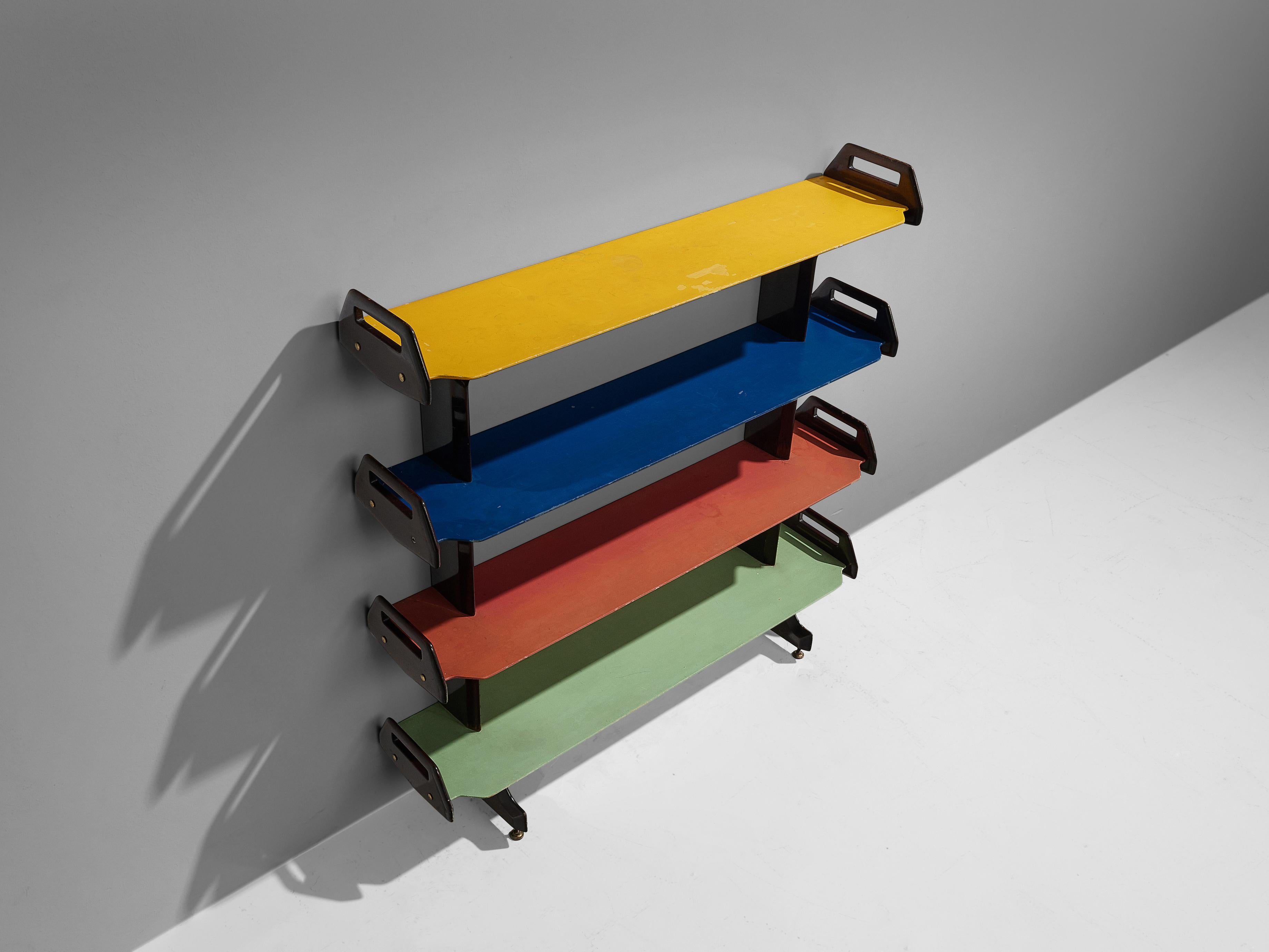 Italian Ico Parisi Colorful Bookcase Model '457' in Wood and Metal
