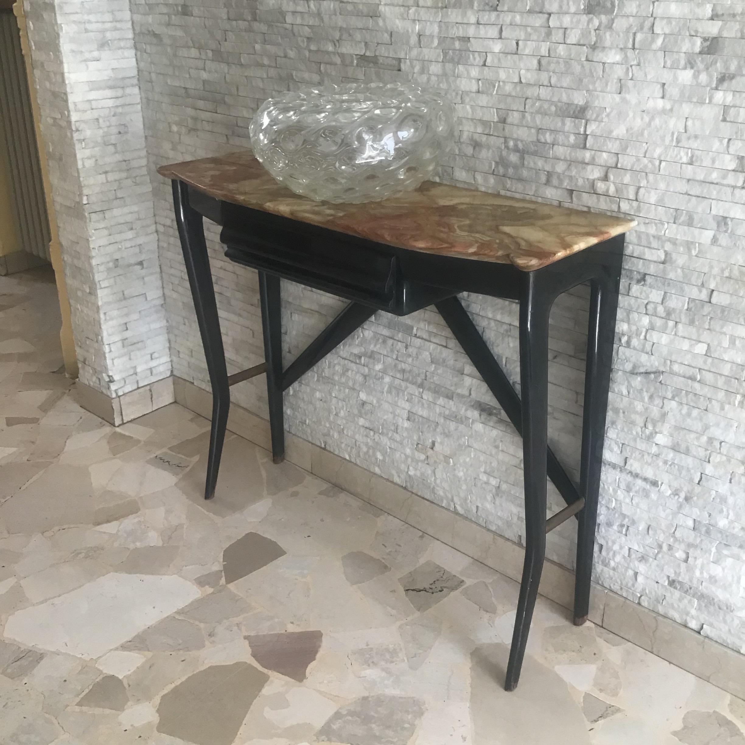Ico Parisi Console in legno  ottone e marmo - ITALIA 1950 in vendita 5