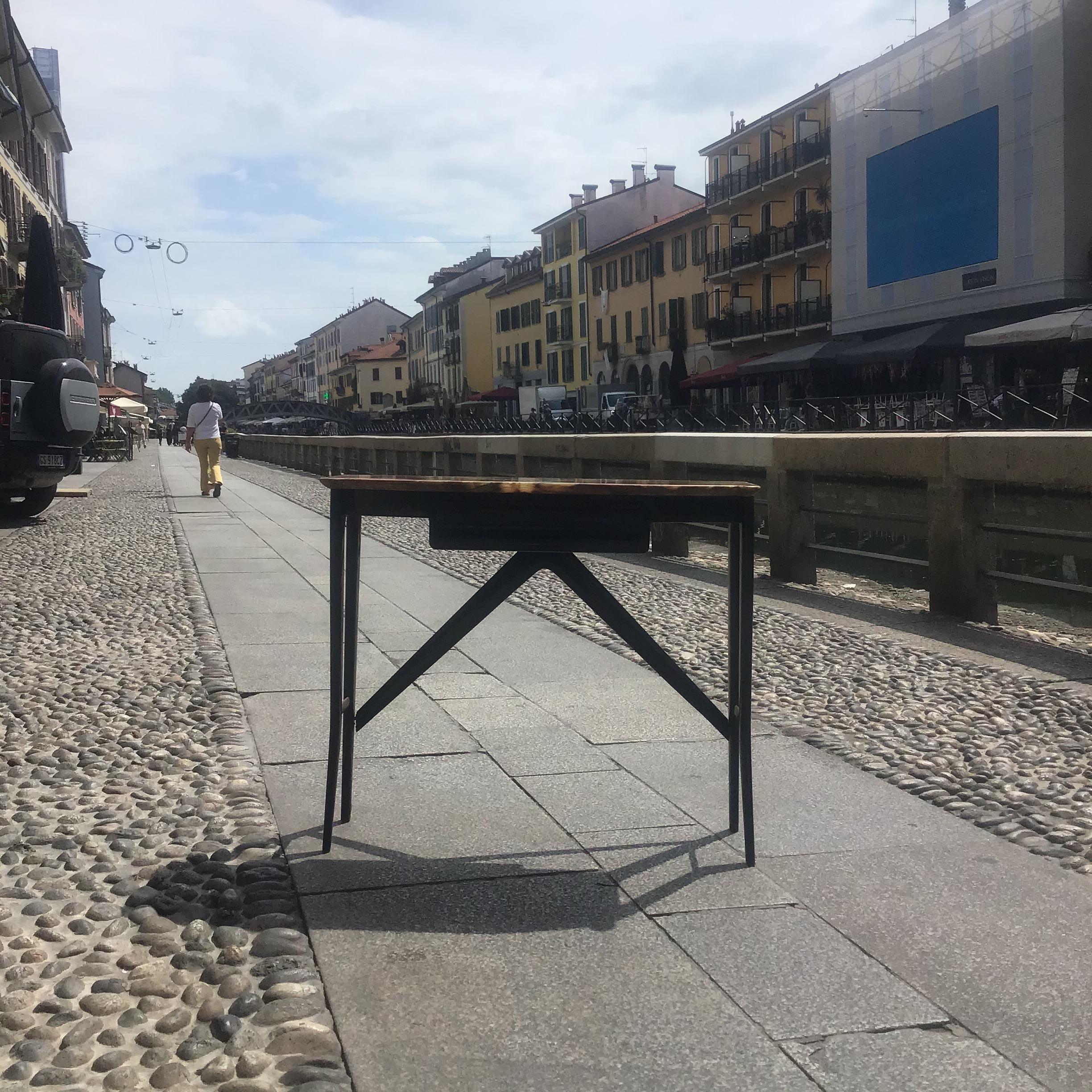 Ico Parisi Console in legno  ottone e marmo - ITALIA 1950 in vendita 7