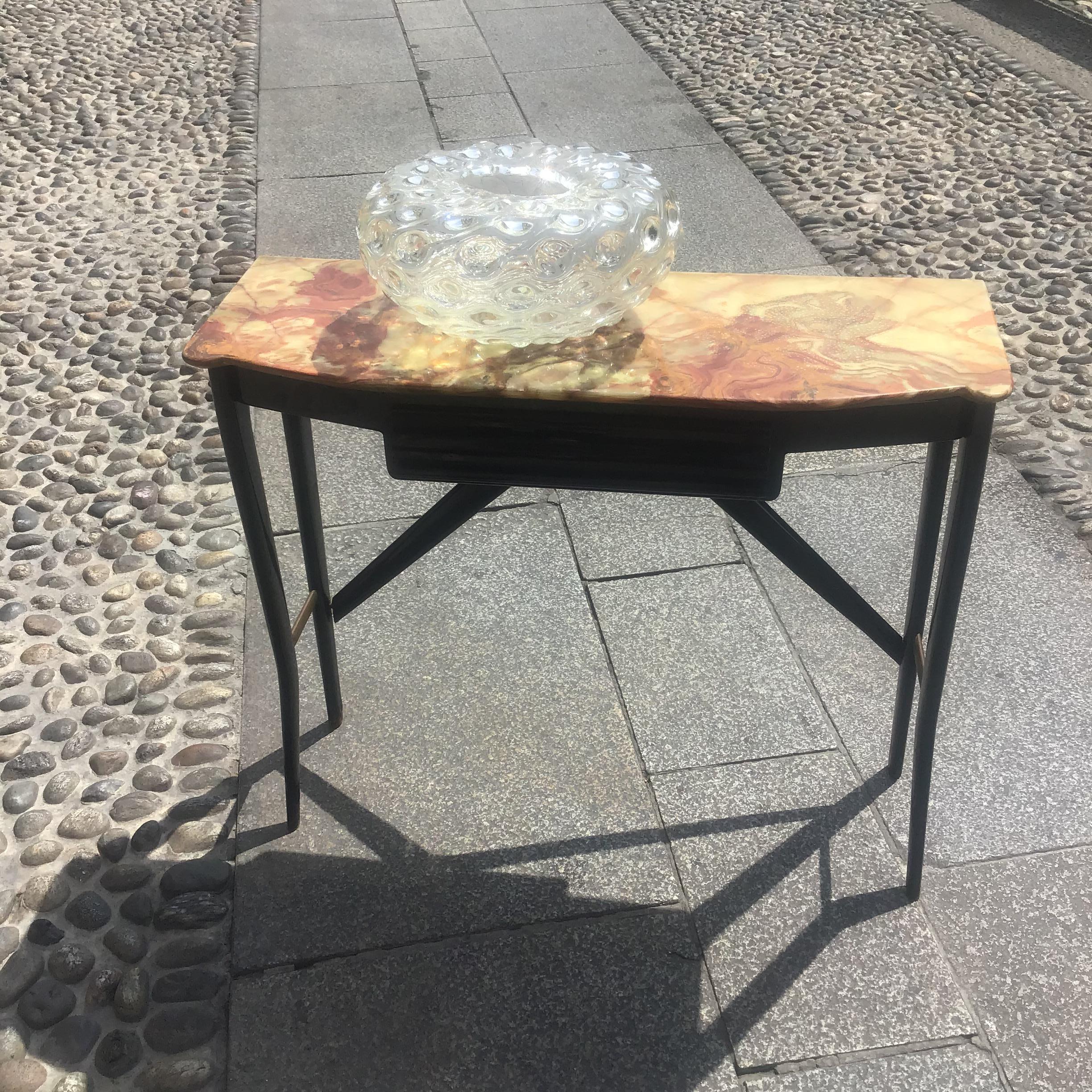 Altro Ico Parisi Console in legno  ottone e marmo - ITALIA 1950 in vendita