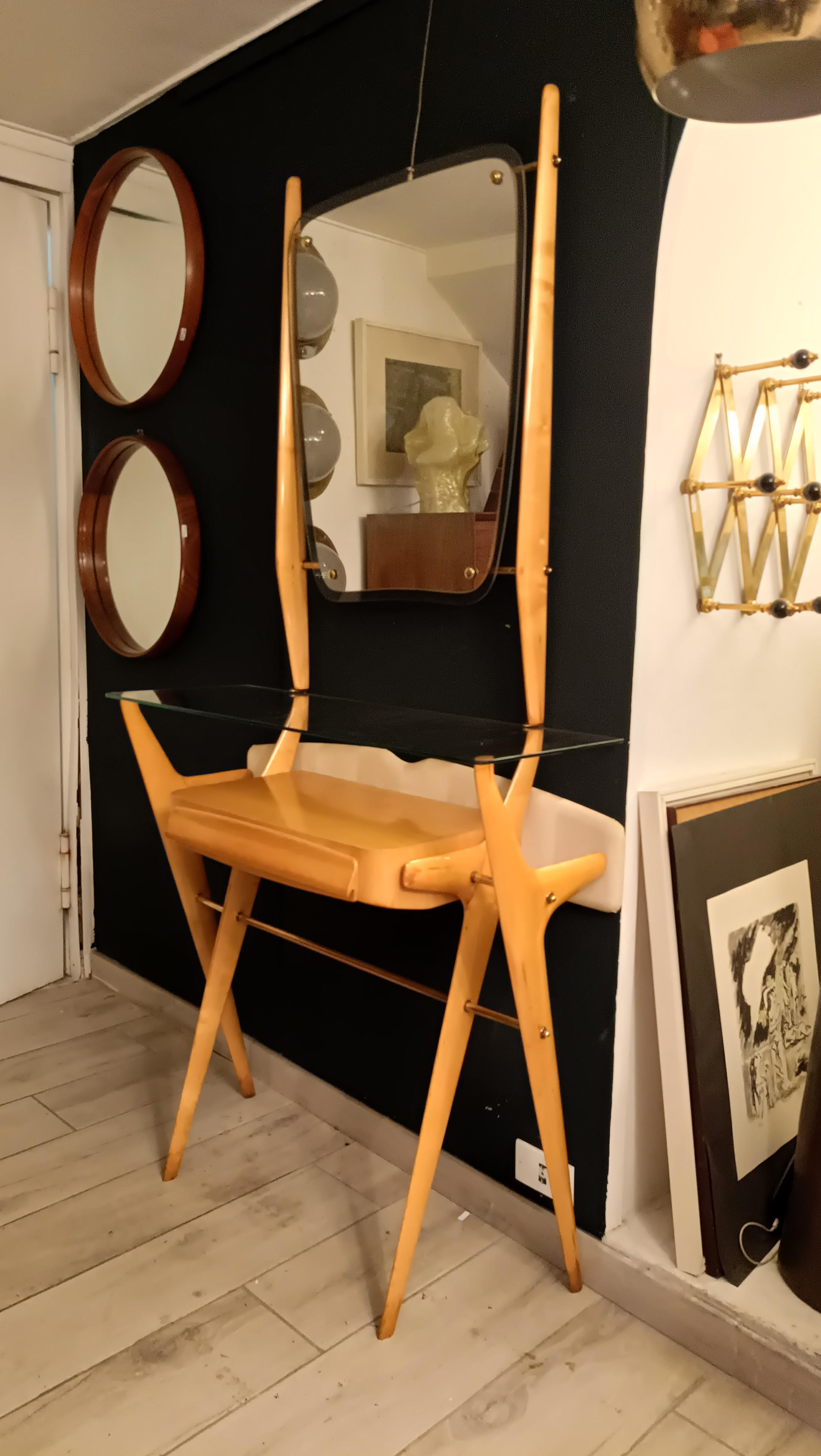 Ico Parisi Konsolentisch aus Holz mit Spiegel, Italien 1960er Jahre (Italian) im Angebot