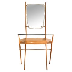 Ico Parisi Wooden Console Table with Mirror, Italy 1960s