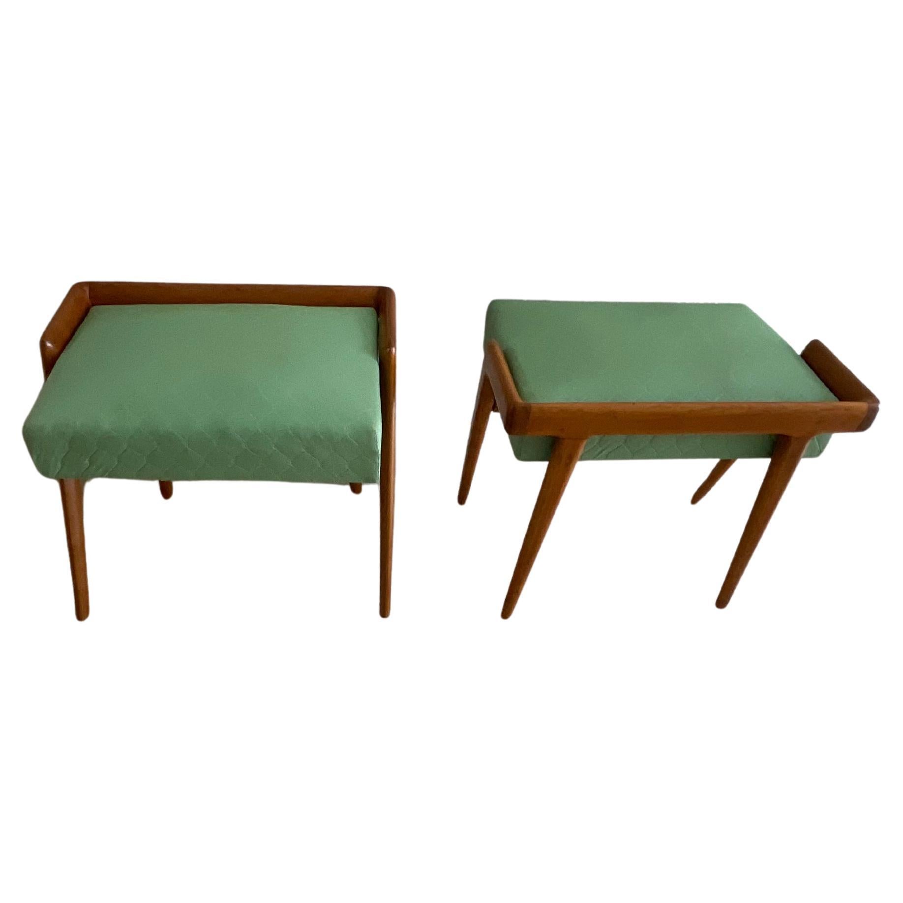ICO PARISI - Coppia di panchette in ciliegio imbottitura originale ieco pelle im Angebot
