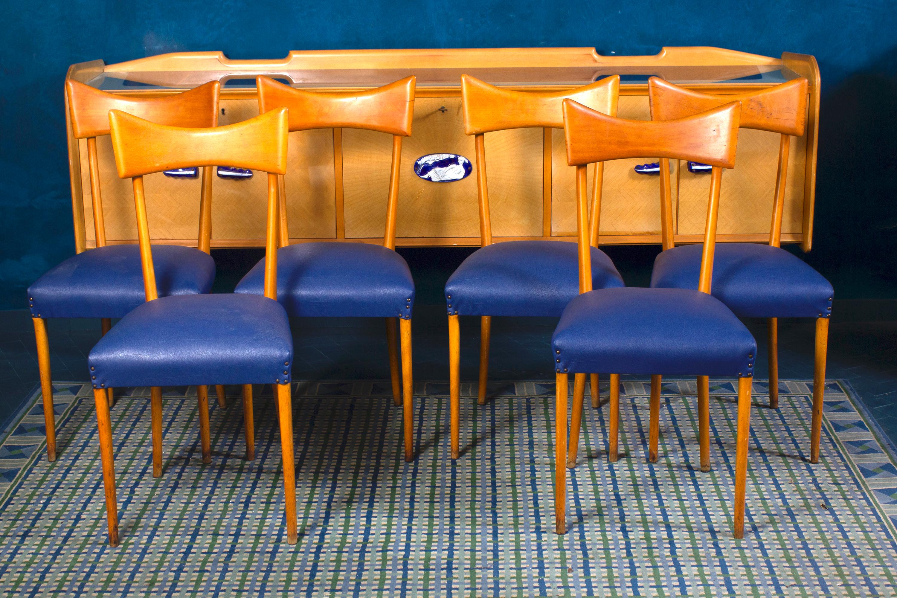 Ico Parisi Dining Set with Table, 6 Chairs and Sideboard 1960s For Sale 1