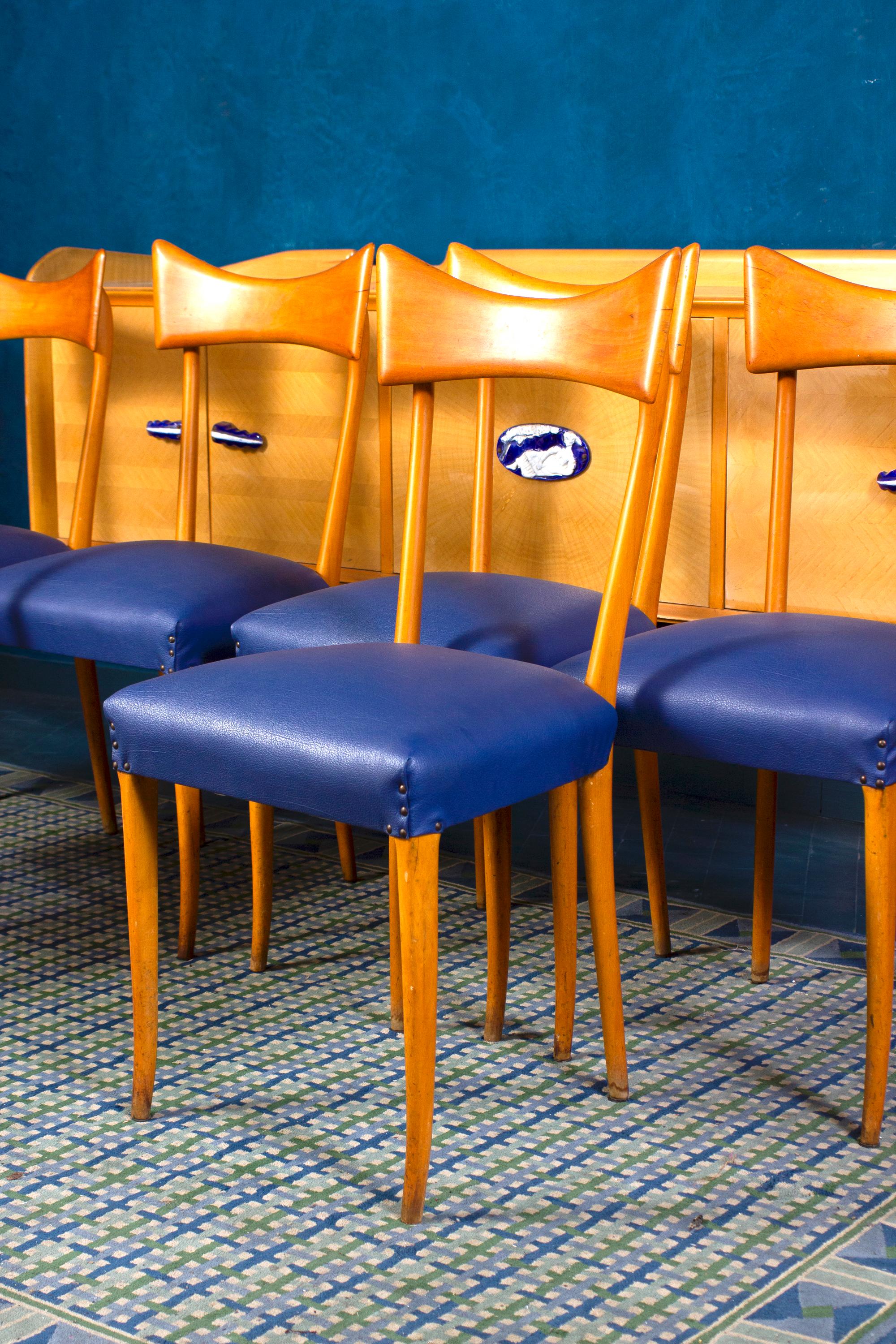 Table de salle à manger et six chaises Ico Parisi des années 1960 en vente 5