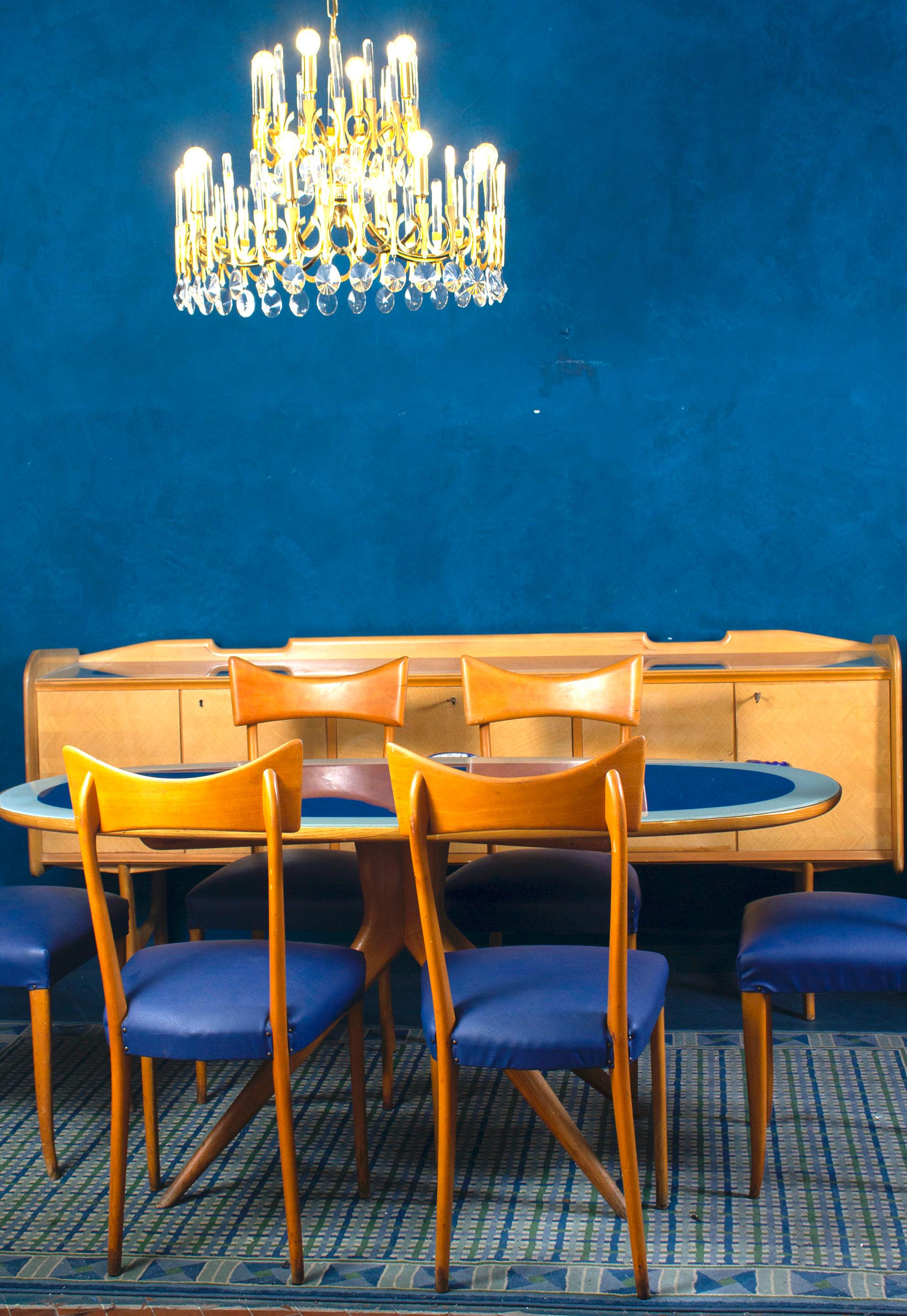Table de salle à manger et six chaises Ico Parisi des années 1960 en vente 2