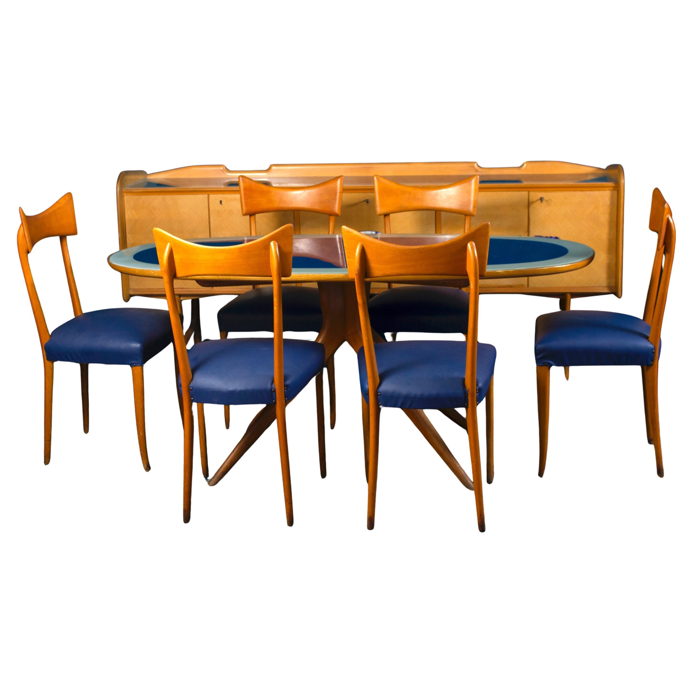 Ico Parisi Dining Table and Six Chairs 1960s