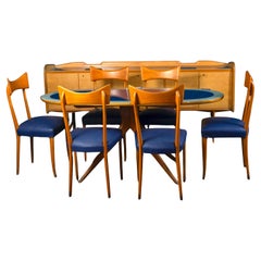 Table de salle à manger et six chaises Ico Parisi des années 1960